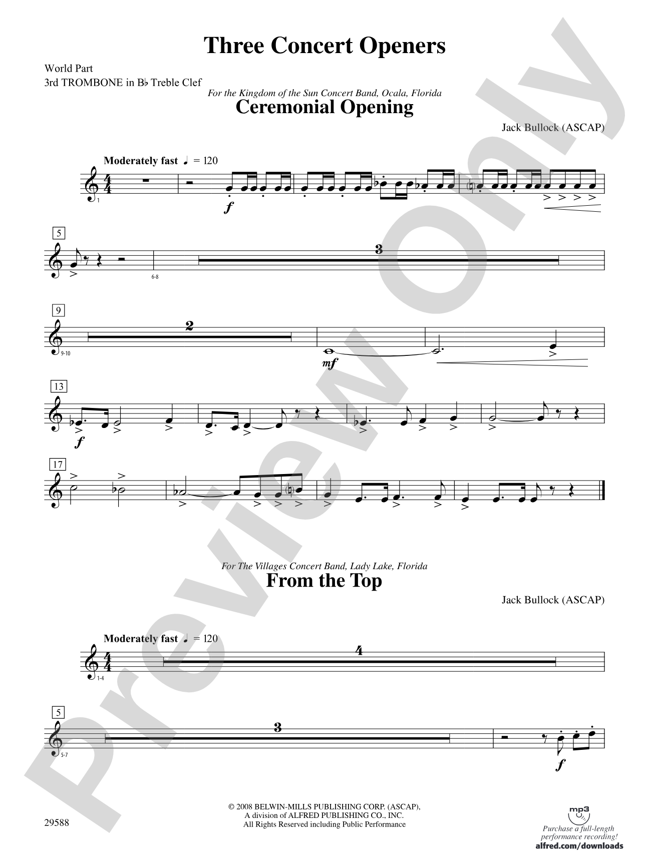 Three Concert Openers: (wp) 3rd B-flat Trombone T.C.