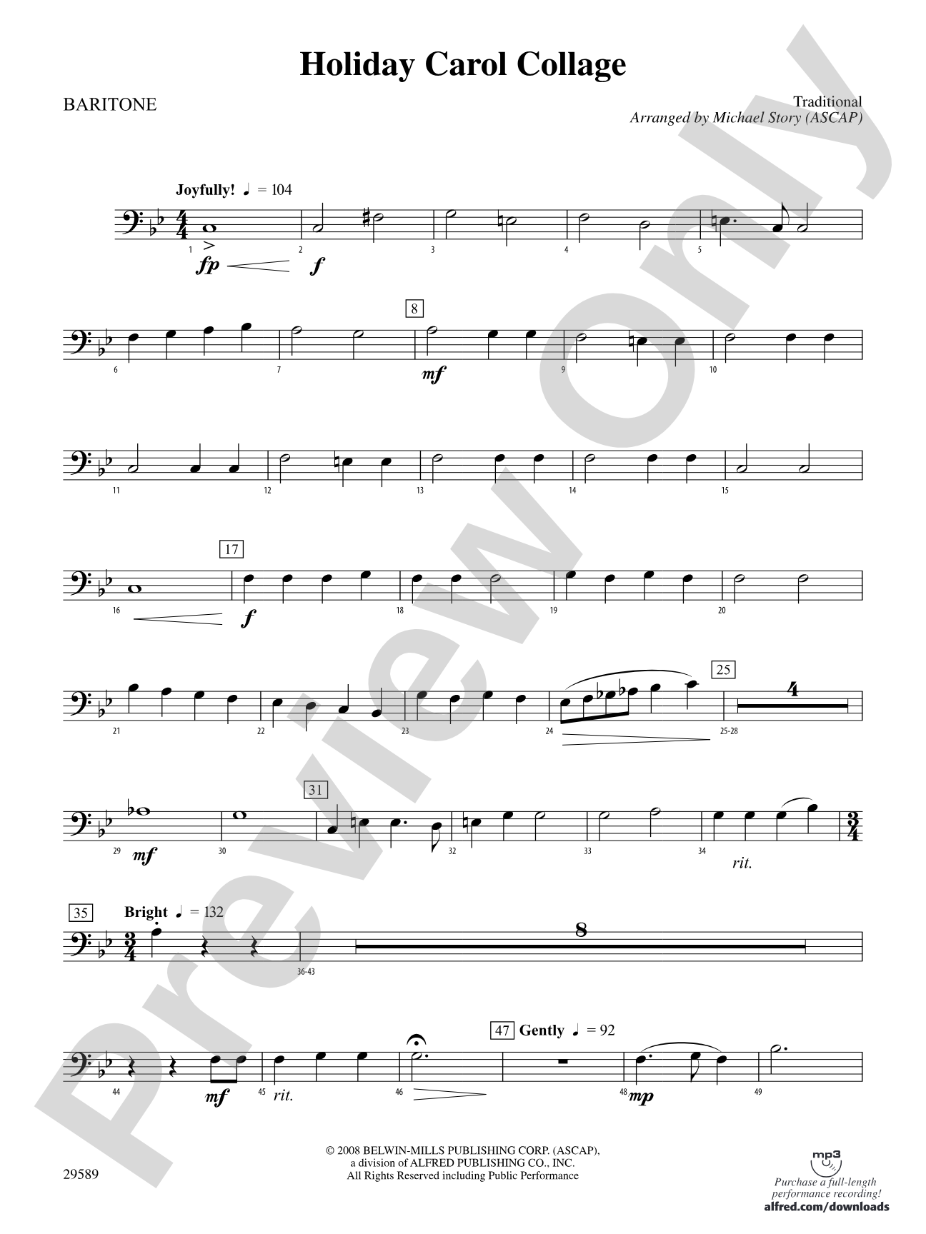 Holiday Carol Collage: Baritone B.C.