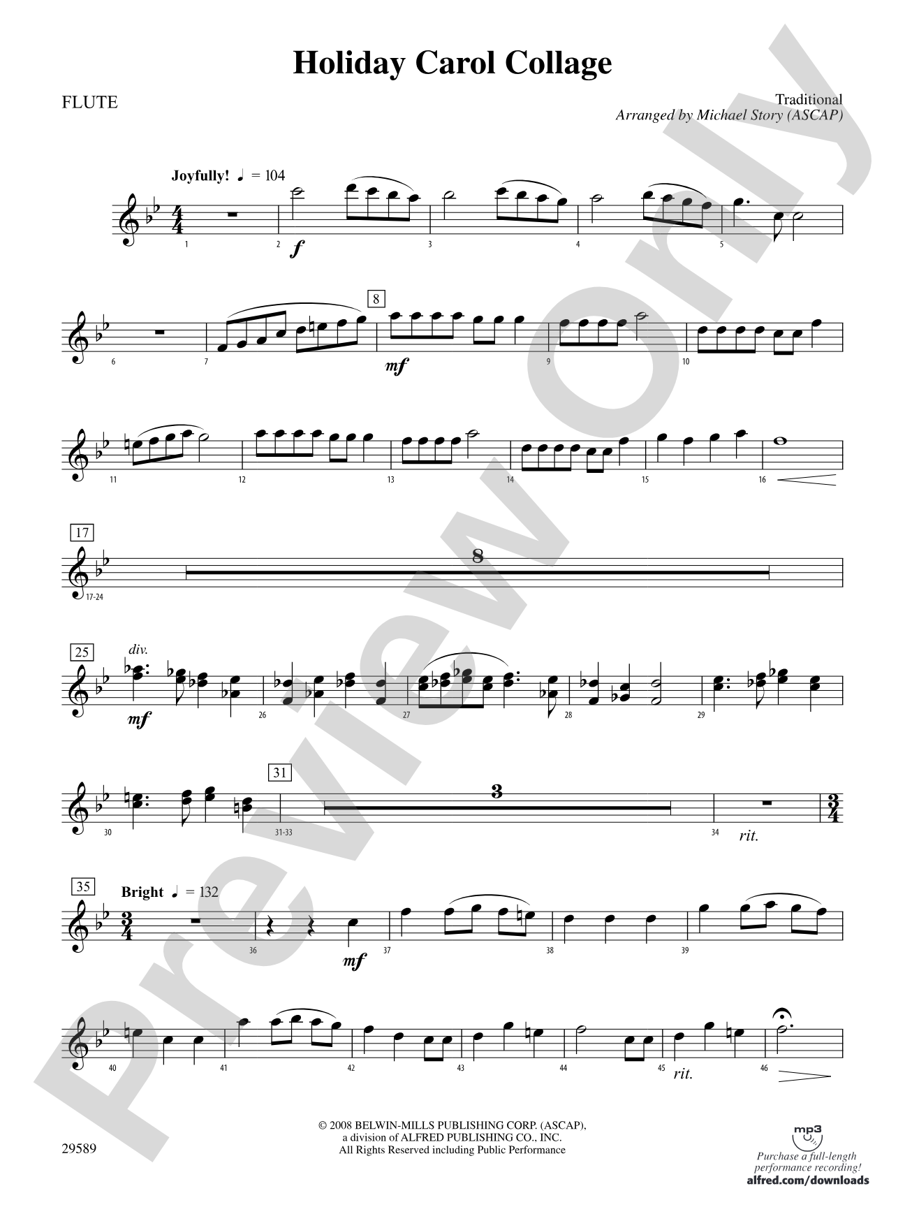 Holiday Carol Collage: Flute