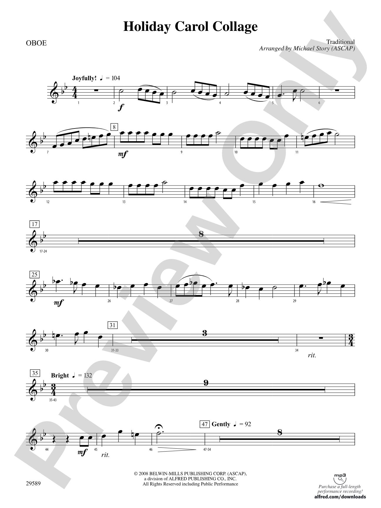 Holiday Carol Collage: Oboe