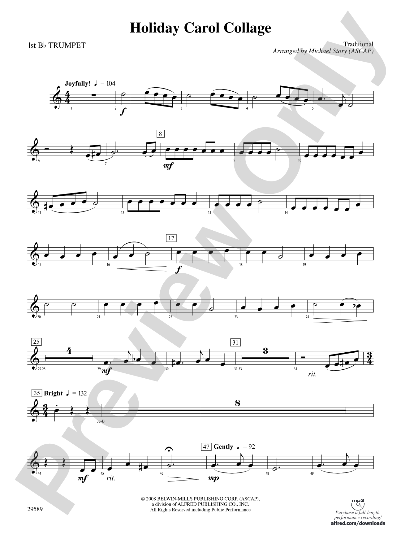 Holiday Carol Collage: 1st B-flat Trumpet