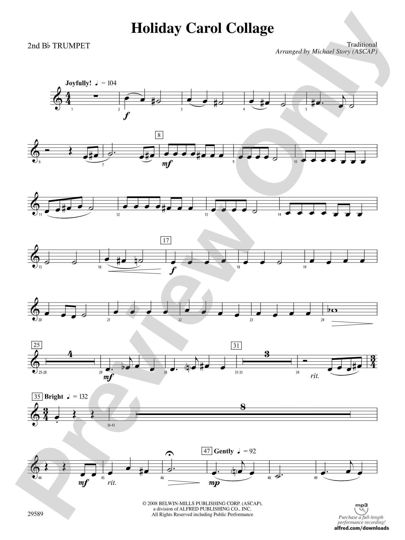 Holiday Carol Collage: 2nd B-flat Trumpet