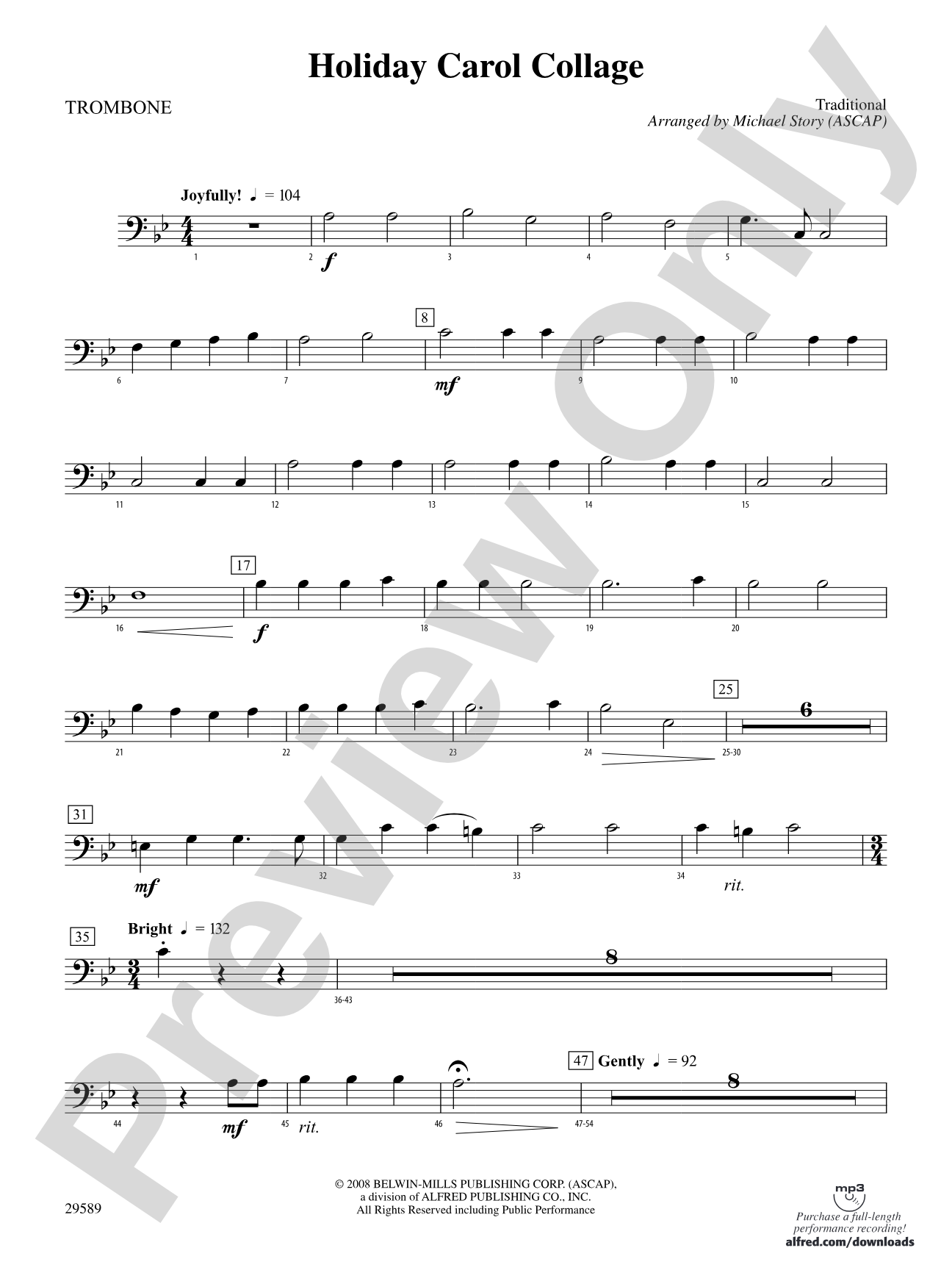 Holiday Carol Collage: 1st Trombone