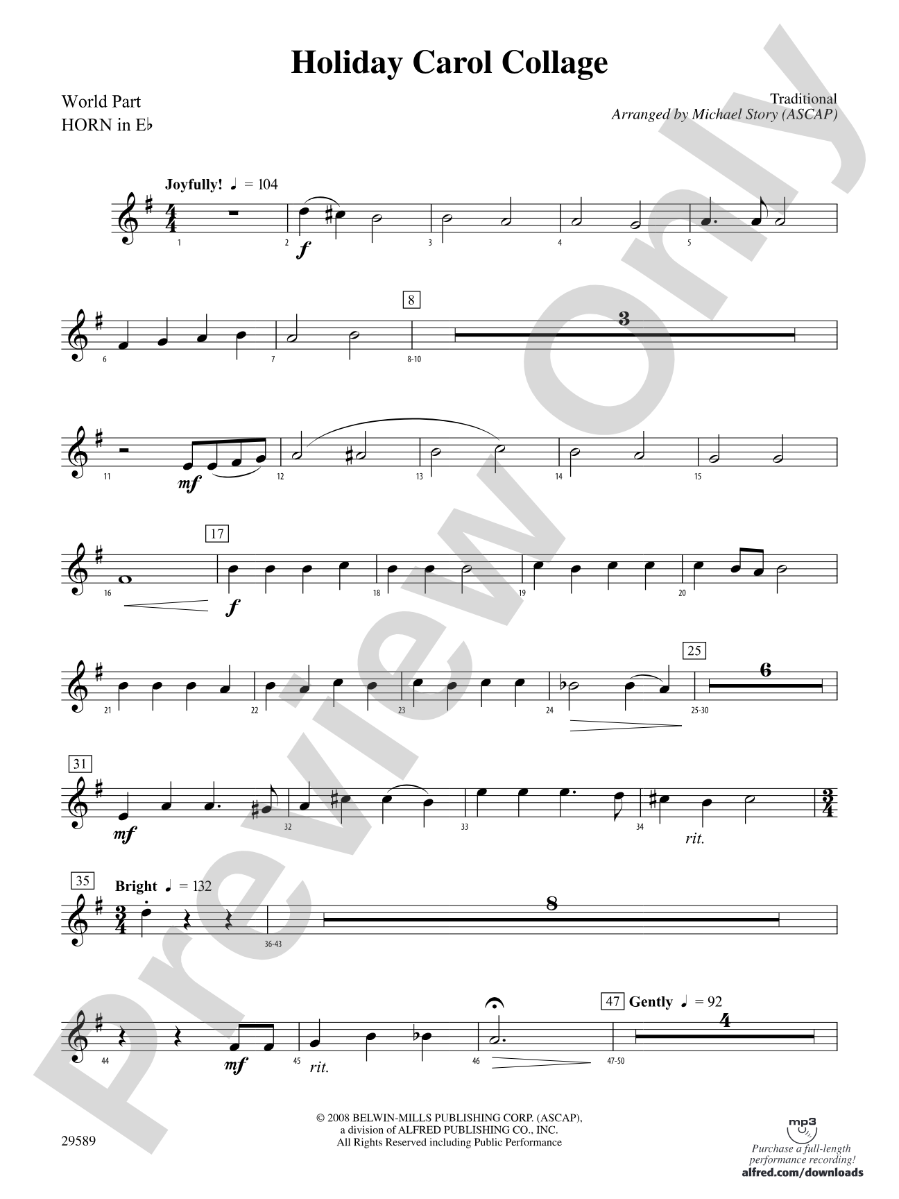 Holiday Carol Collage: (wp) 1st Horn in E-flat