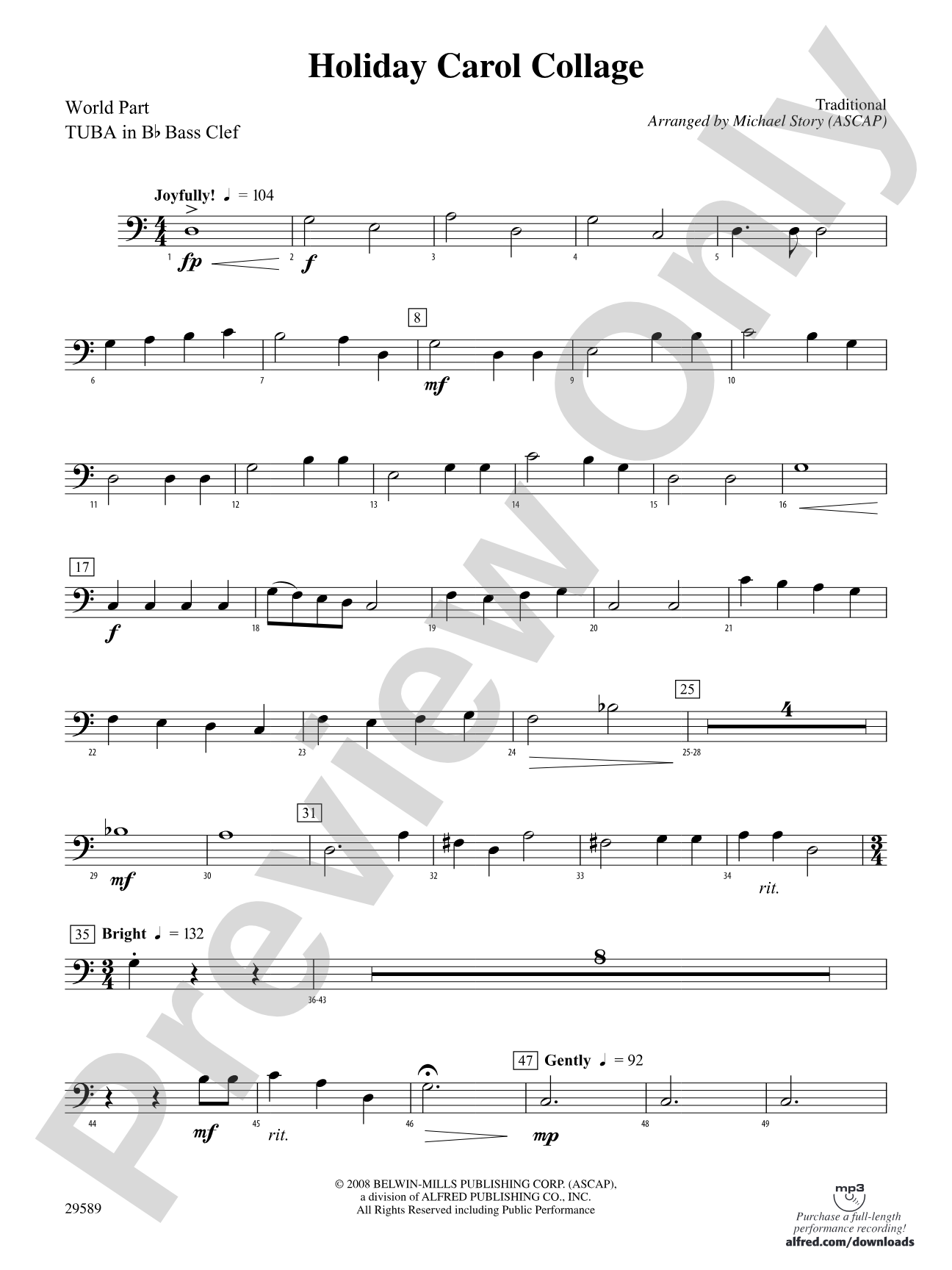 Holiday Carol Collage: (wp) B-flat Tuba B.C.