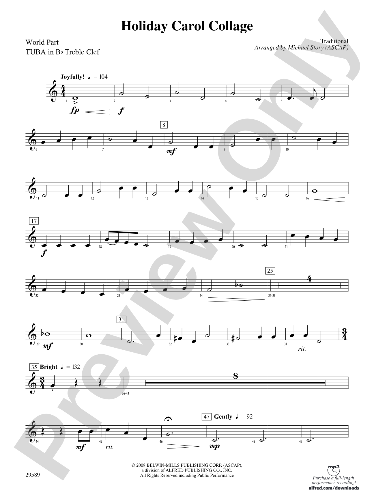 Holiday Carol Collage: (wp) B-flat Tuba T.C.