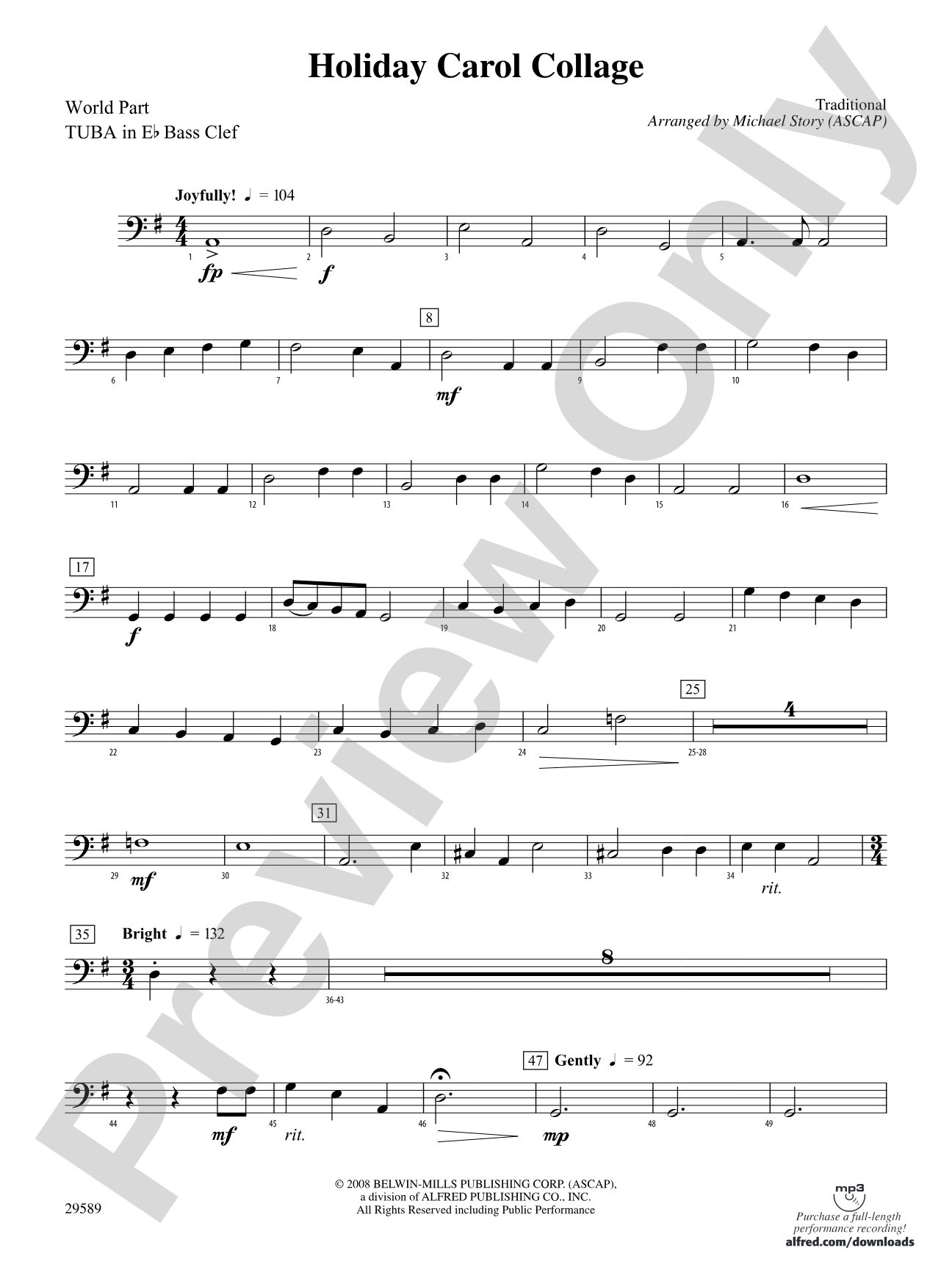 Holiday Carol Collage: (wp) E-flat Tuba B.C.