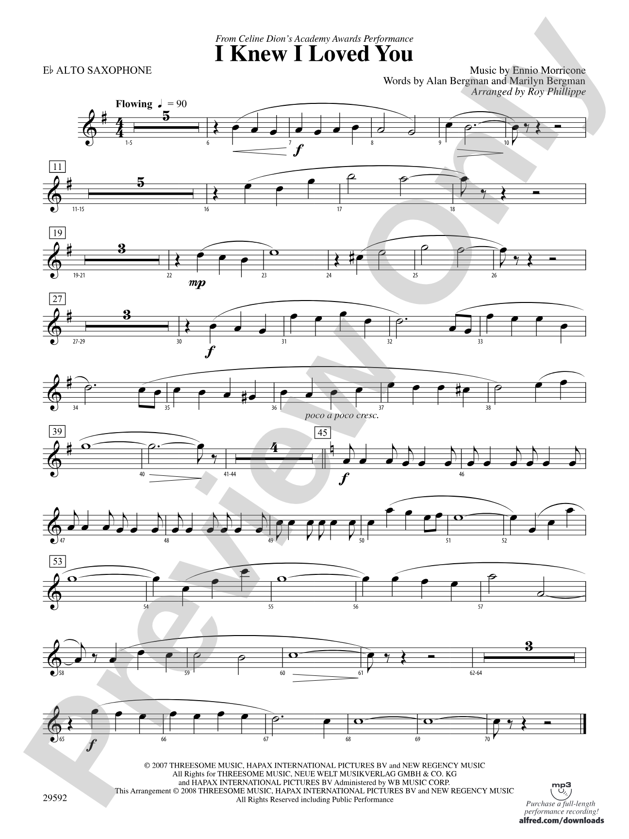I Knew I Loved You: E-flat Alto Saxophone