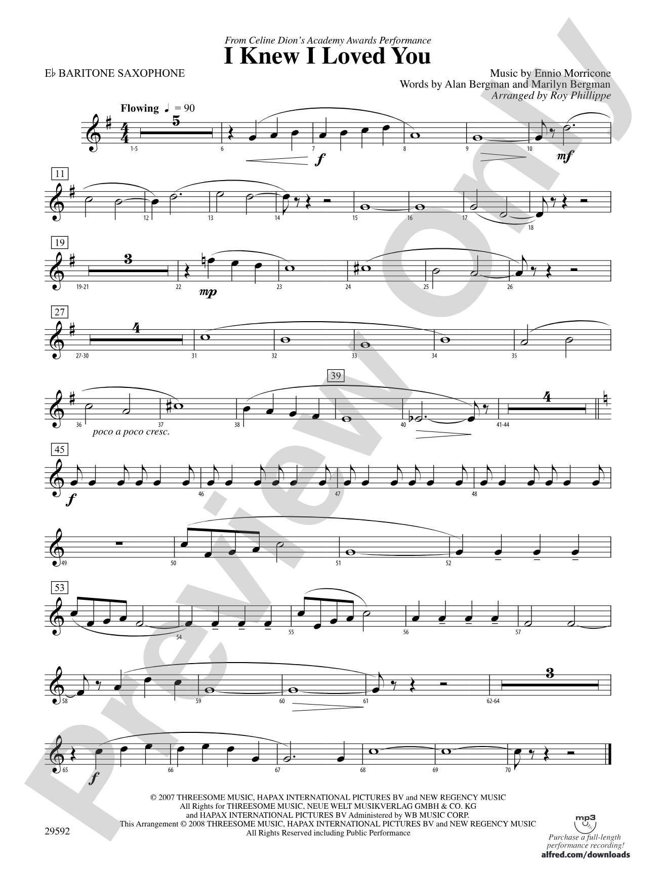 I Knew I Loved You: E-flat Baritone Saxophone