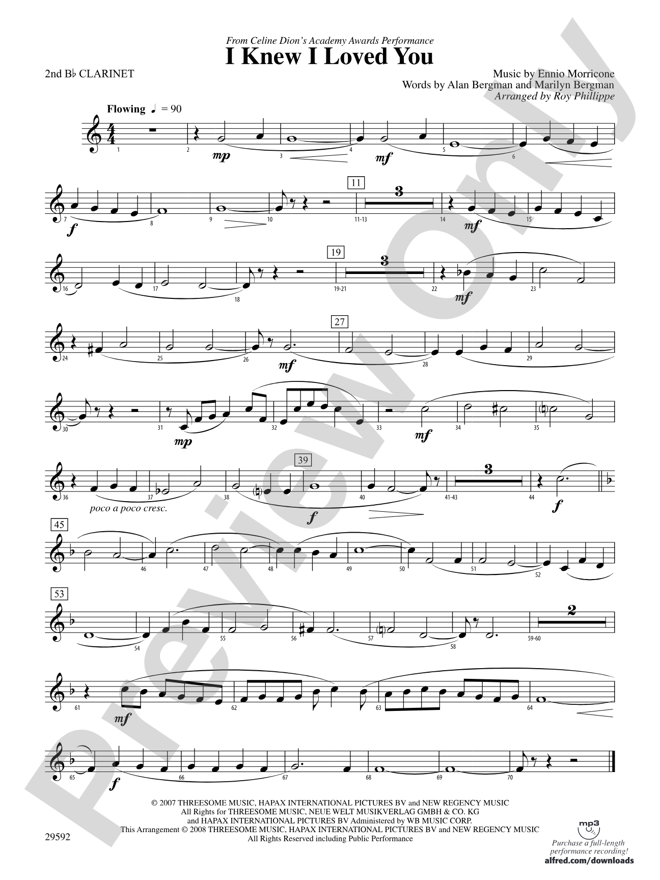 I Knew I Loved You: 2nd B-flat Clarinet