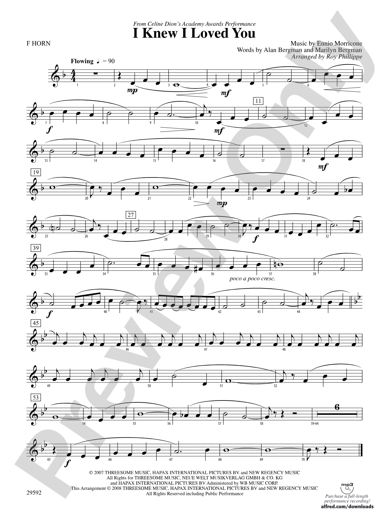 I Knew I Loved You: 1st F Horn