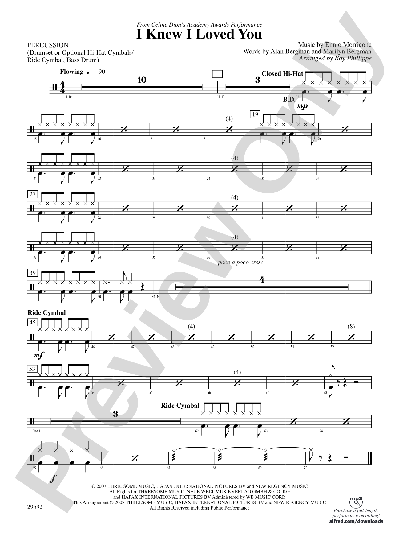 I Knew I Loved You: 1st Percussion