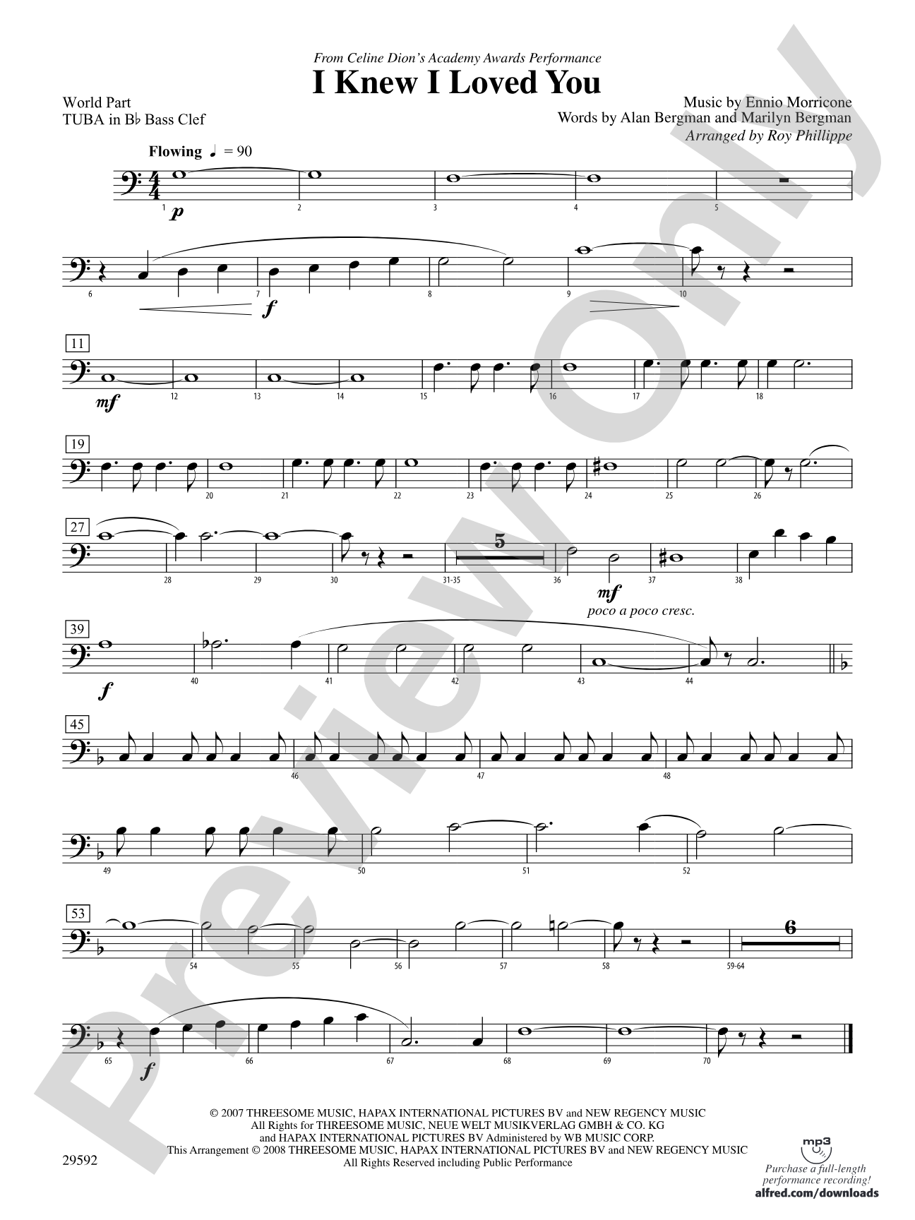 I Knew I Loved You: (wp) B-flat Tuba B.C.
