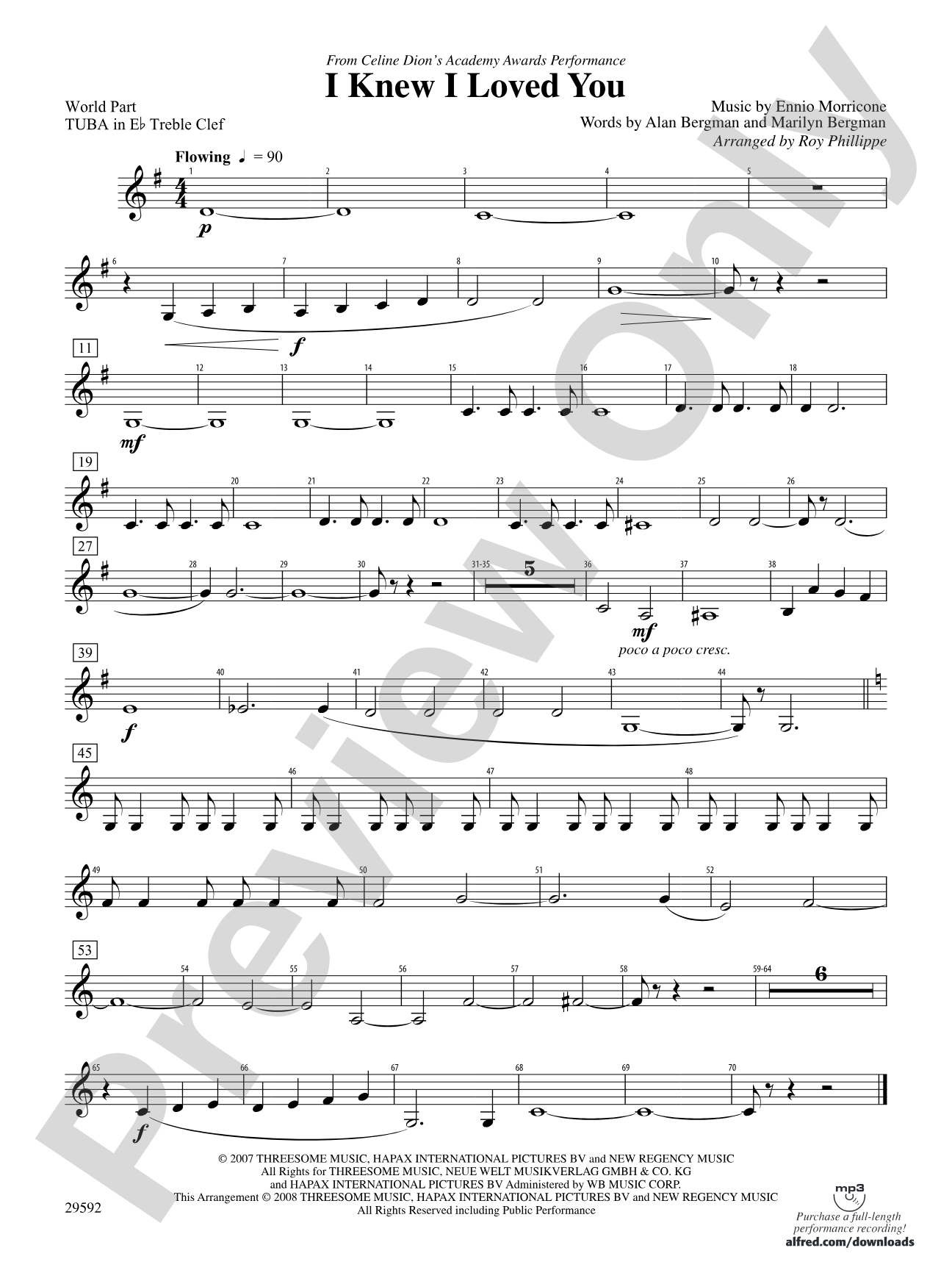 I Knew I Loved You: (wp) E-flat Tuba T.C.