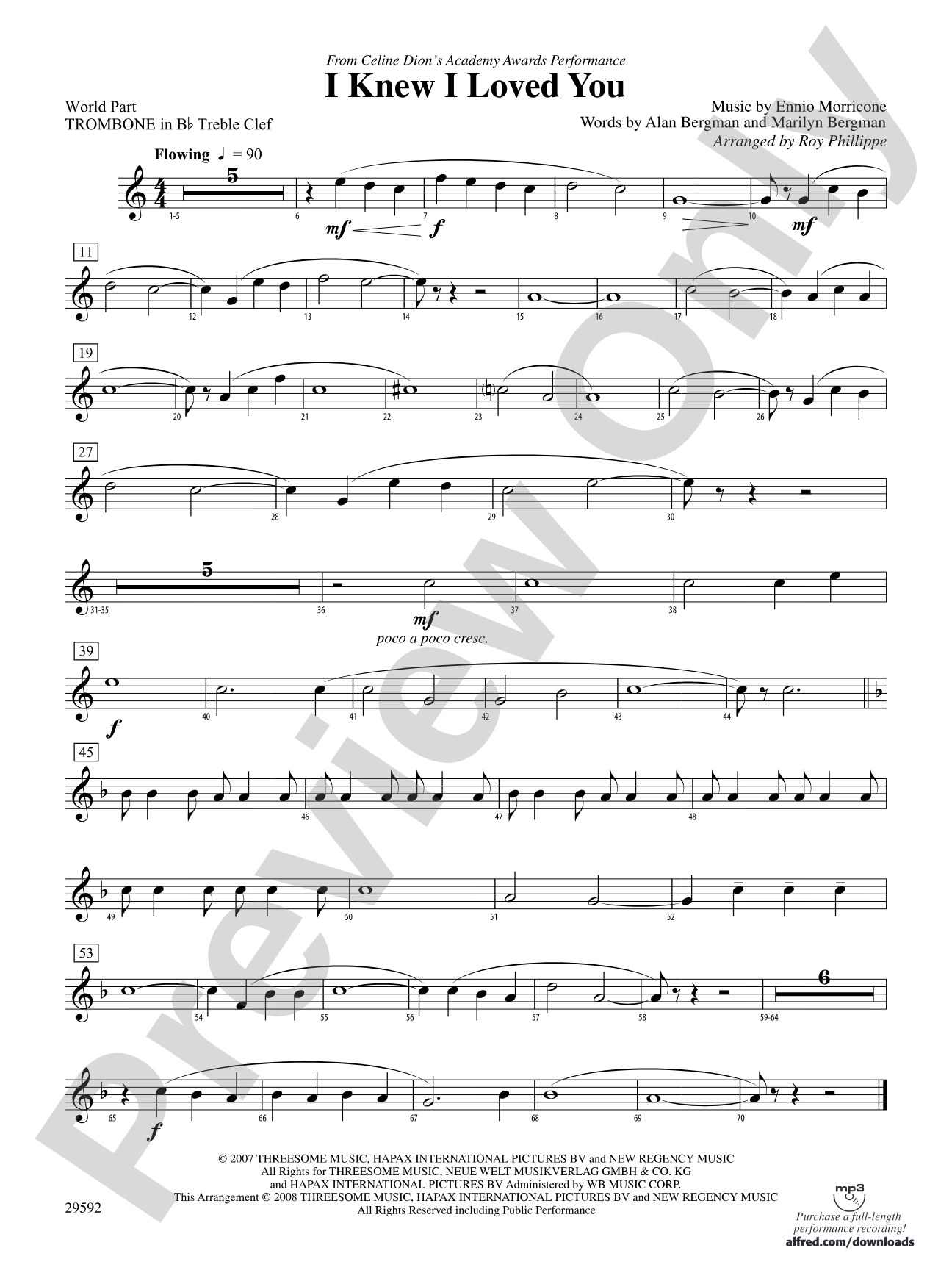 I Knew I Loved You: (wp) 1st B-flat Trombone T.C.