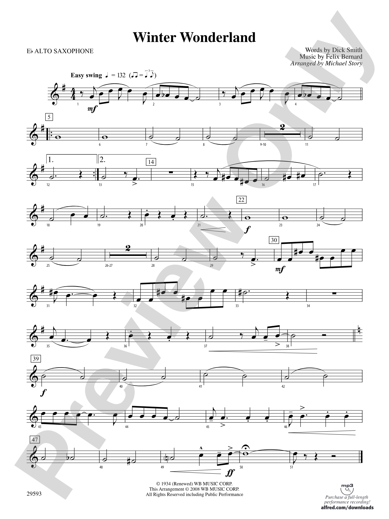 Winter Wonderland: E-flat Alto Saxophone