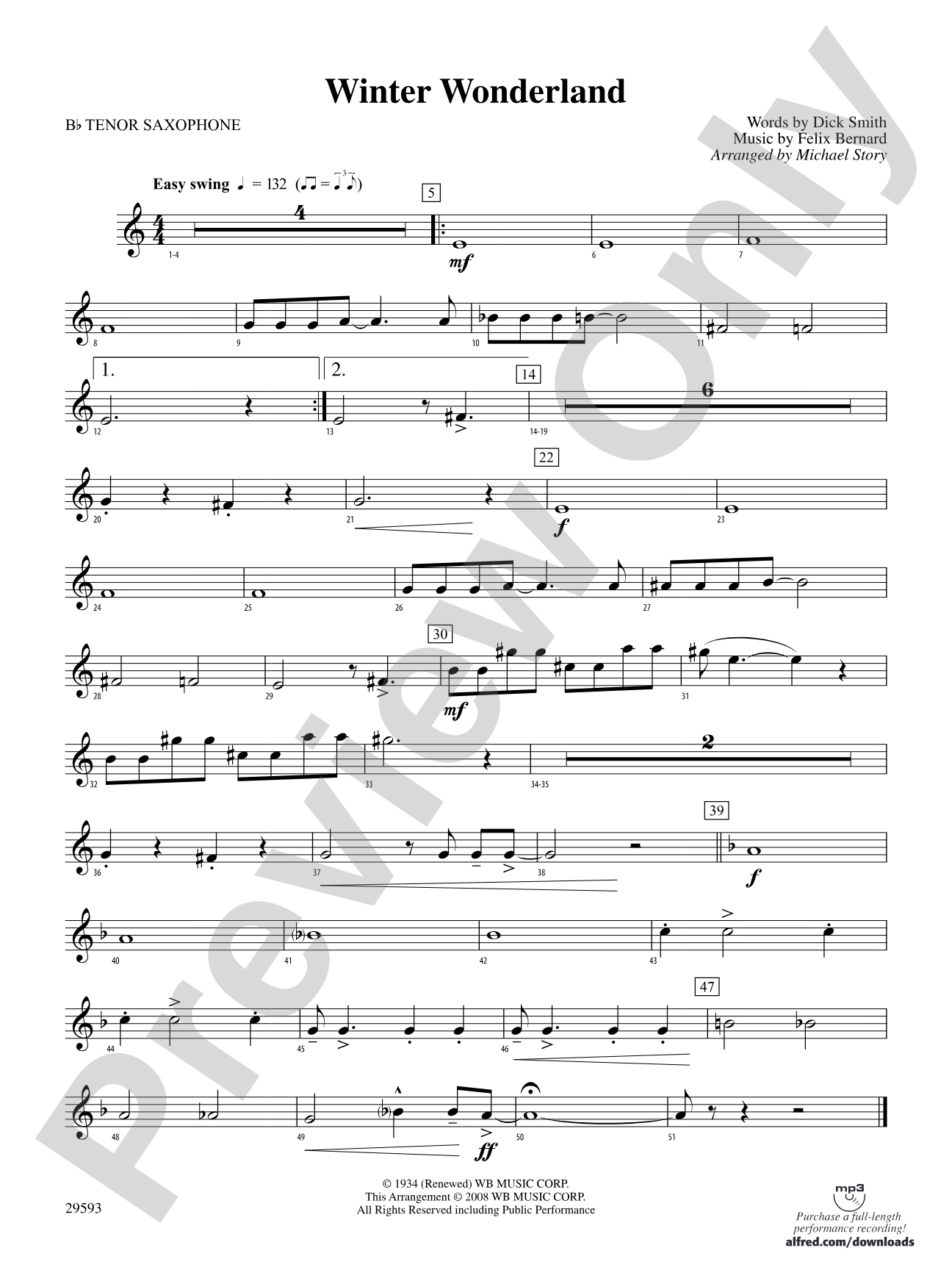 Winter Wonderland: B-flat Tenor Saxophone