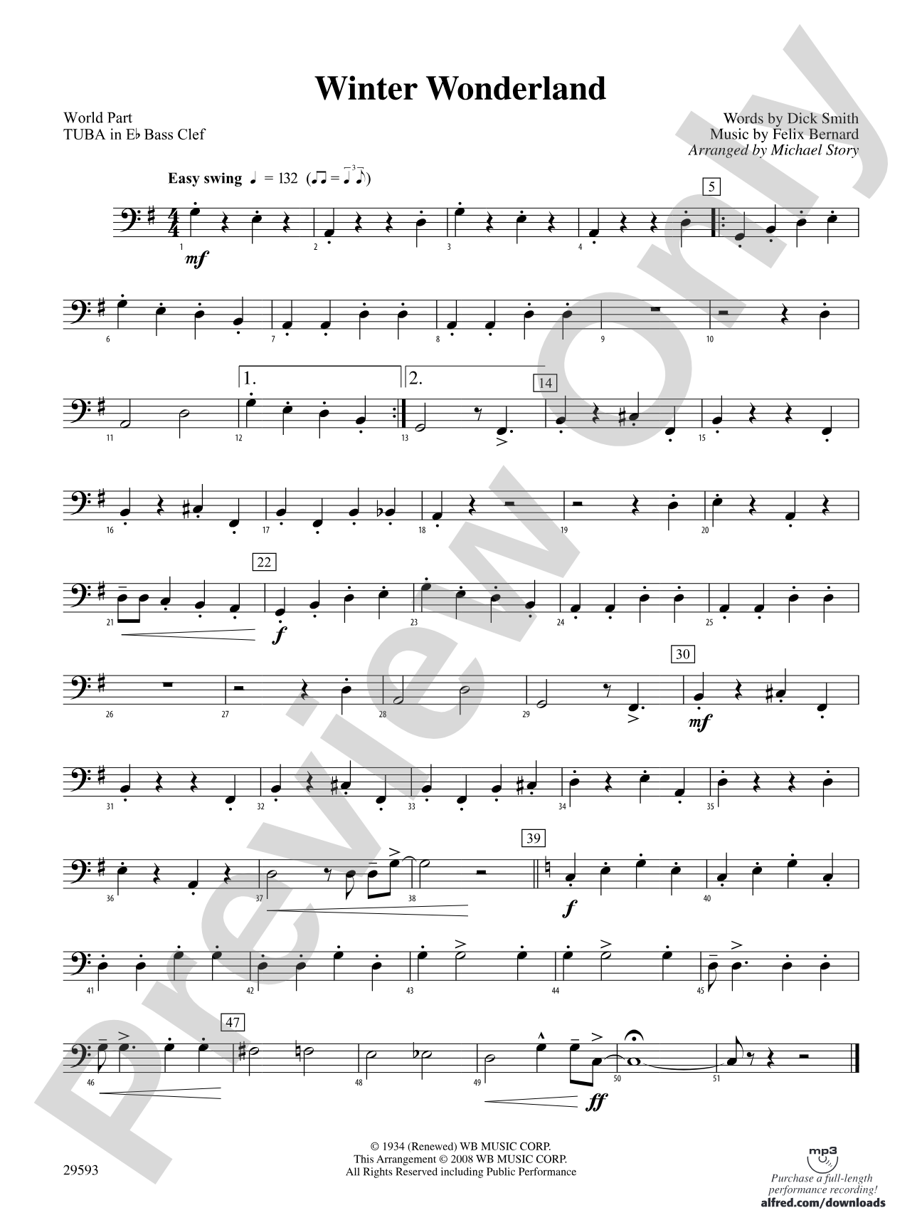 Winter Wonderland: (wp) E-flat Tuba B.C.