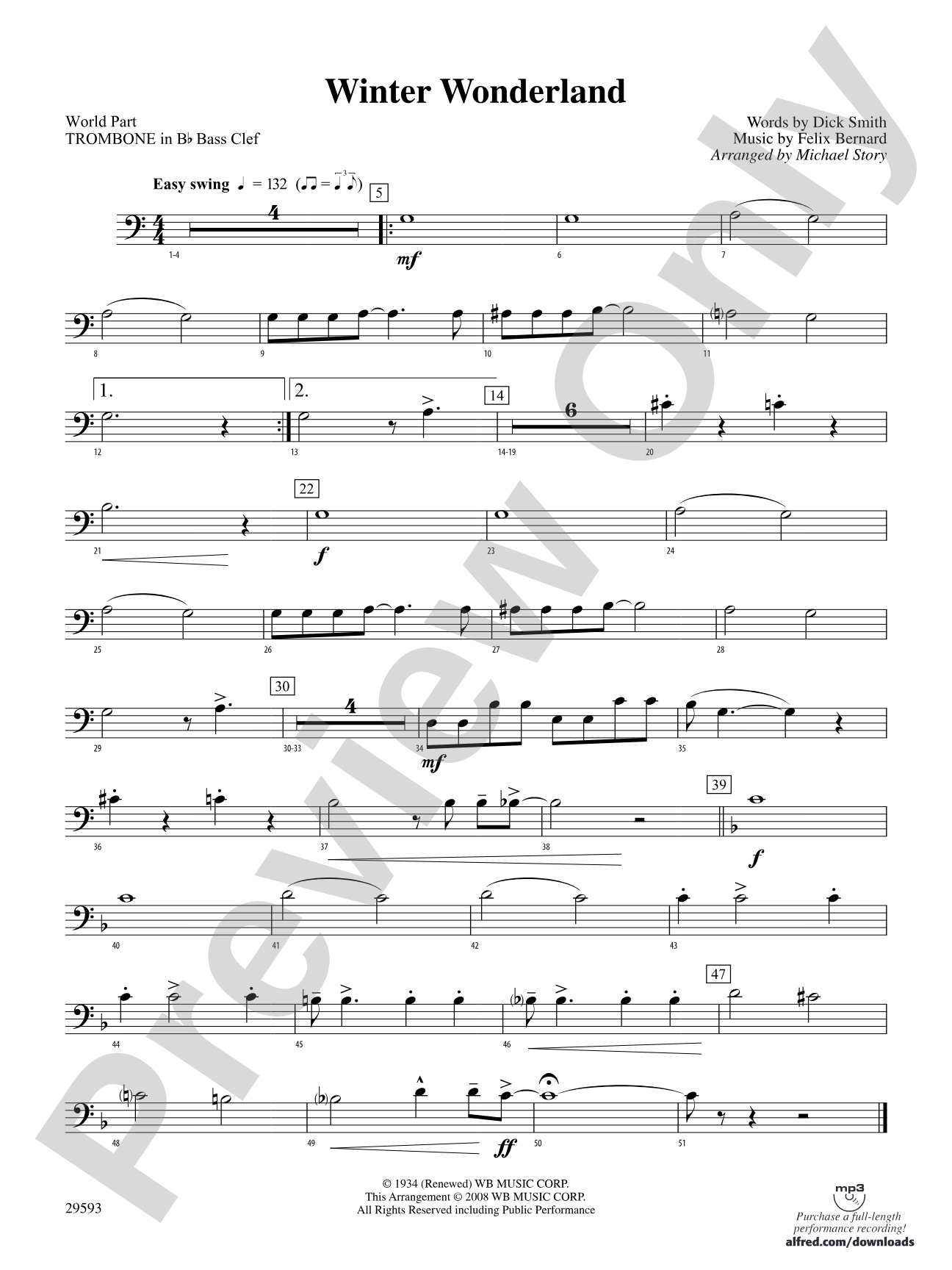Winter Wonderland: (wp) 1st B-flat Trombone B.C.