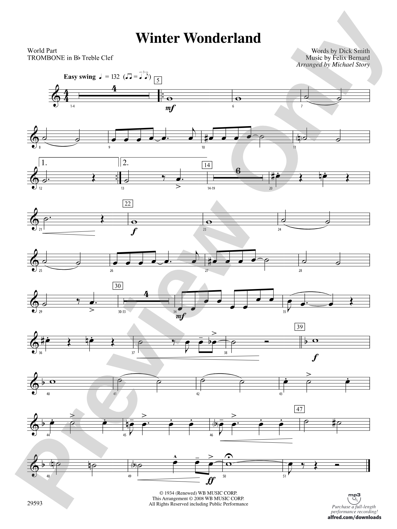 Winter Wonderland: (wp) 1st B-flat Trombone T.C.