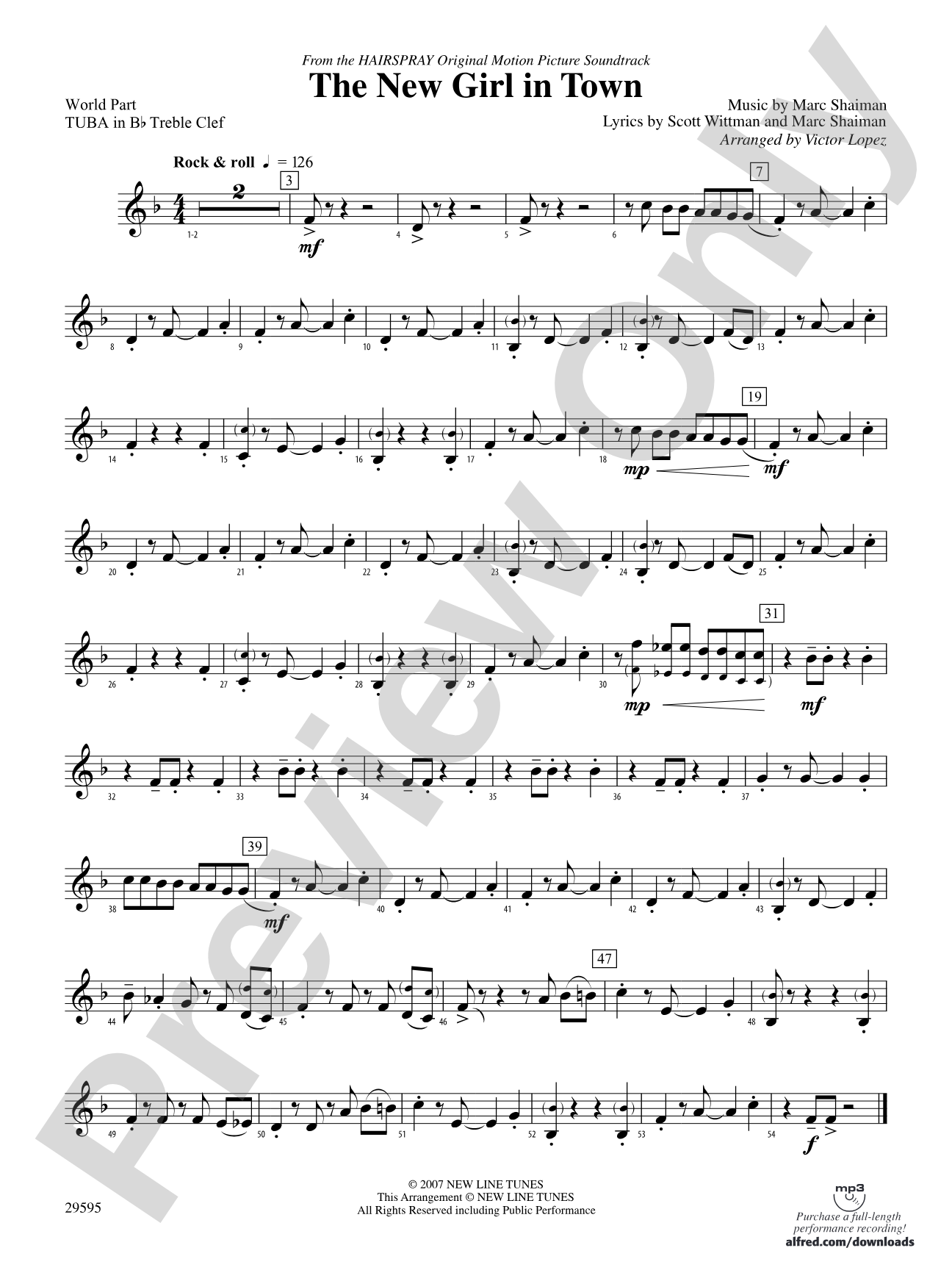 The New Girl in Town: (wp) B-flat Tuba T.C.