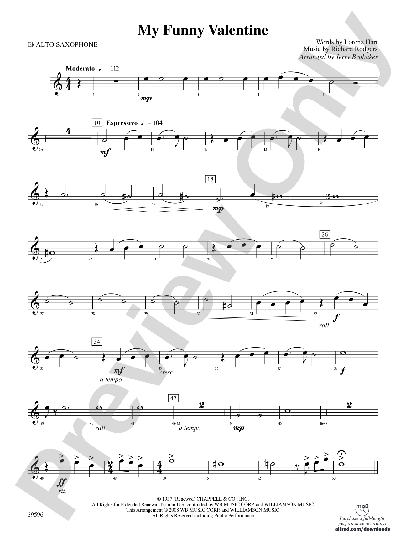 My Funny Valentine: E-flat Alto Saxophone