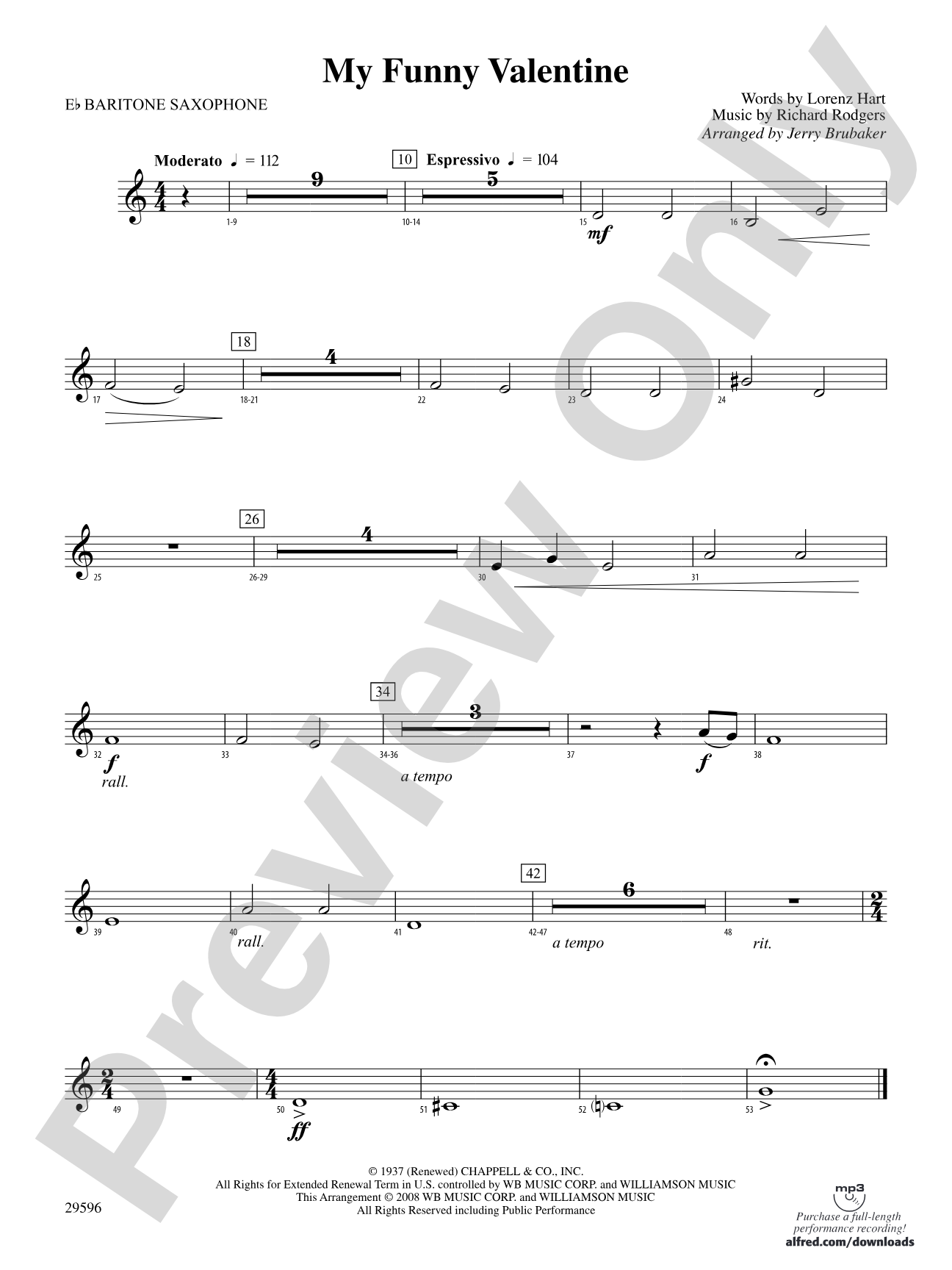 My Funny Valentine: E-flat Baritone Saxophone