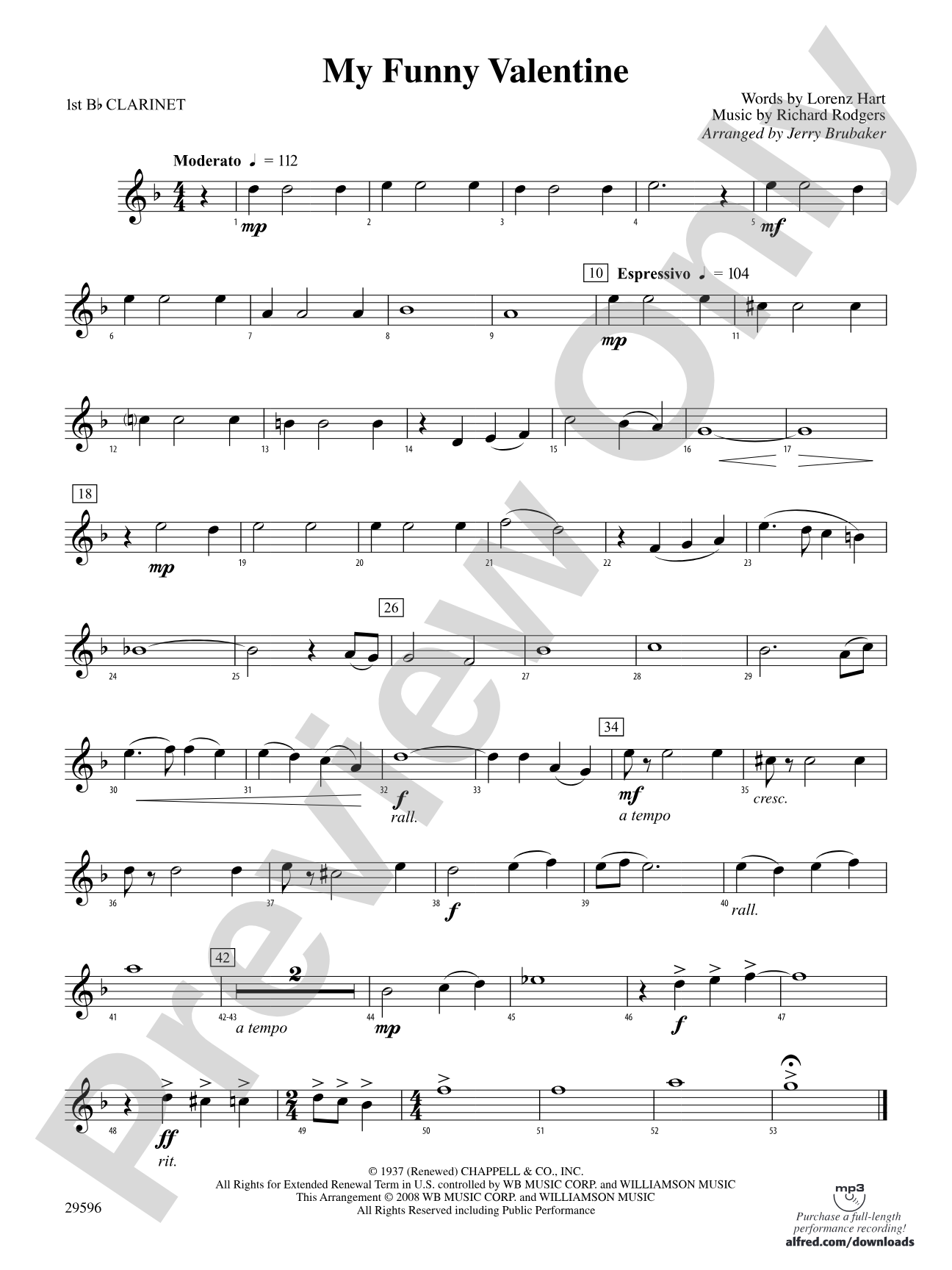 My Funny Valentine: 1st B-flat Clarinet