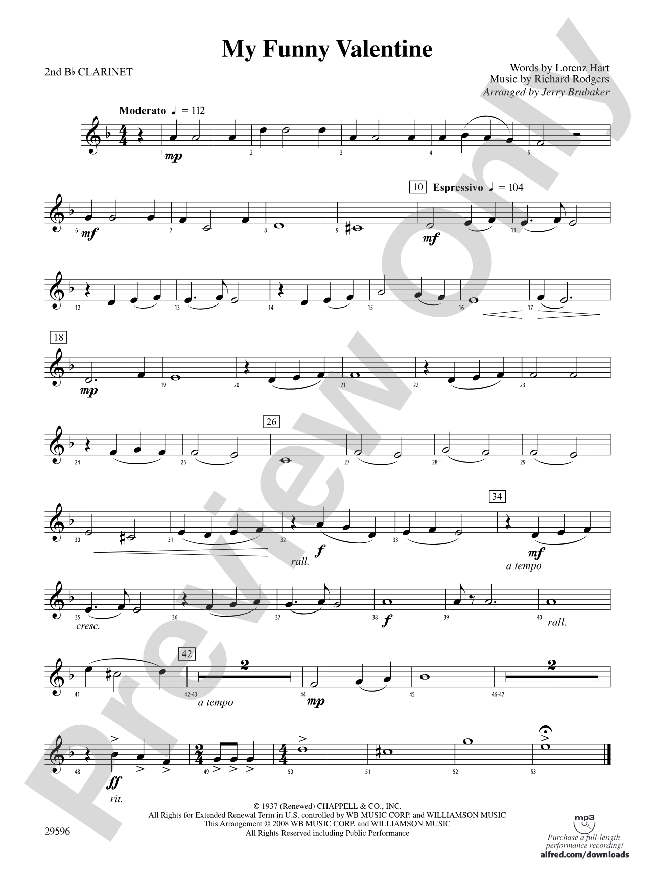 My Funny Valentine: 2nd B-flat Clarinet