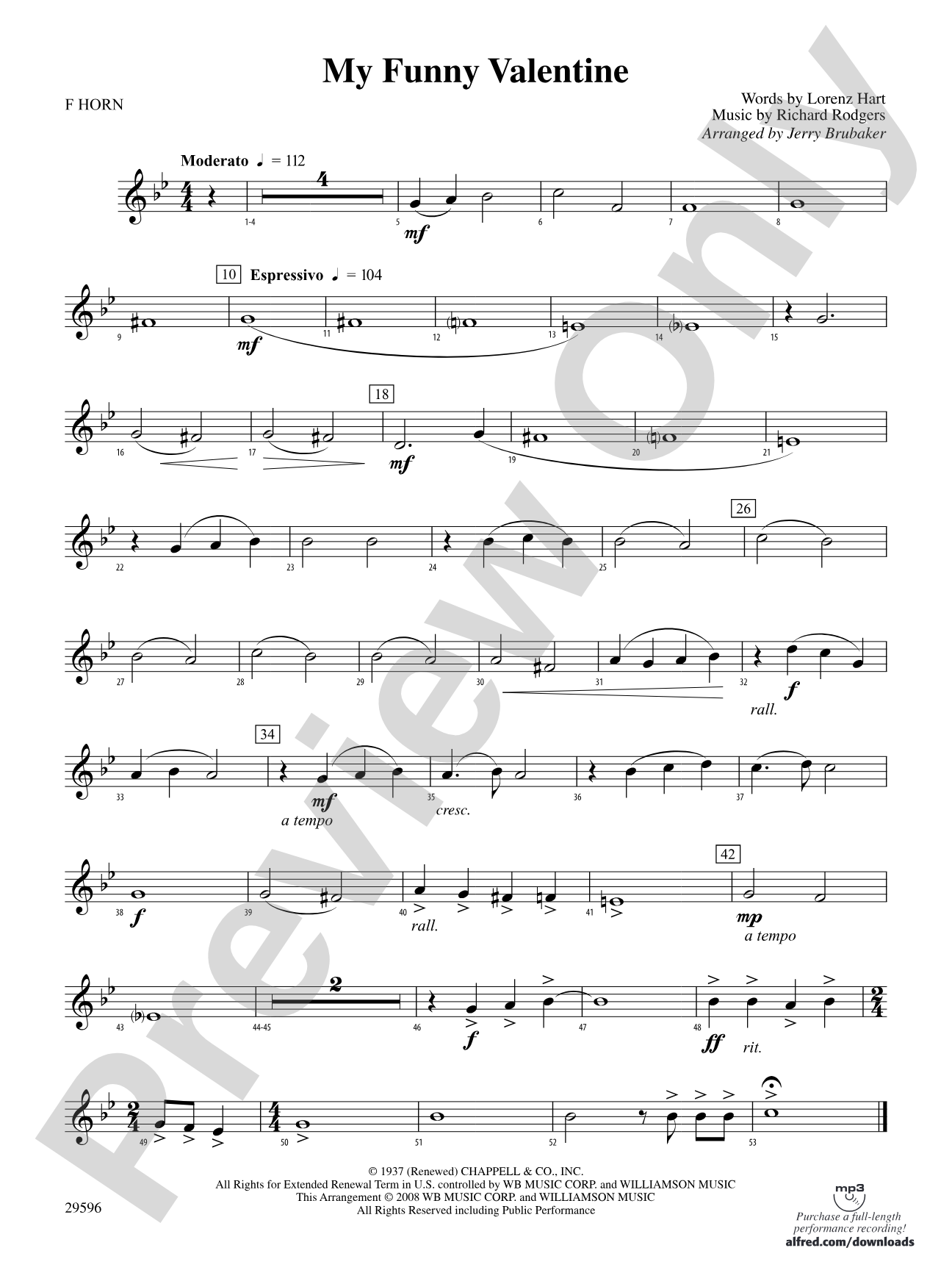 My Funny Valentine: 1st F Horn