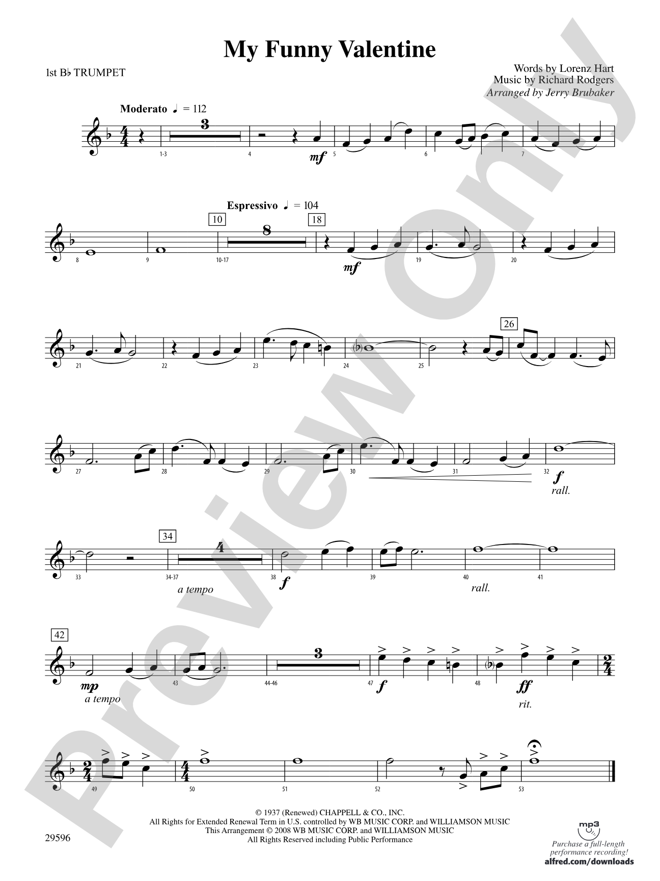 My Funny Valentine: 1st B-flat Trumpet