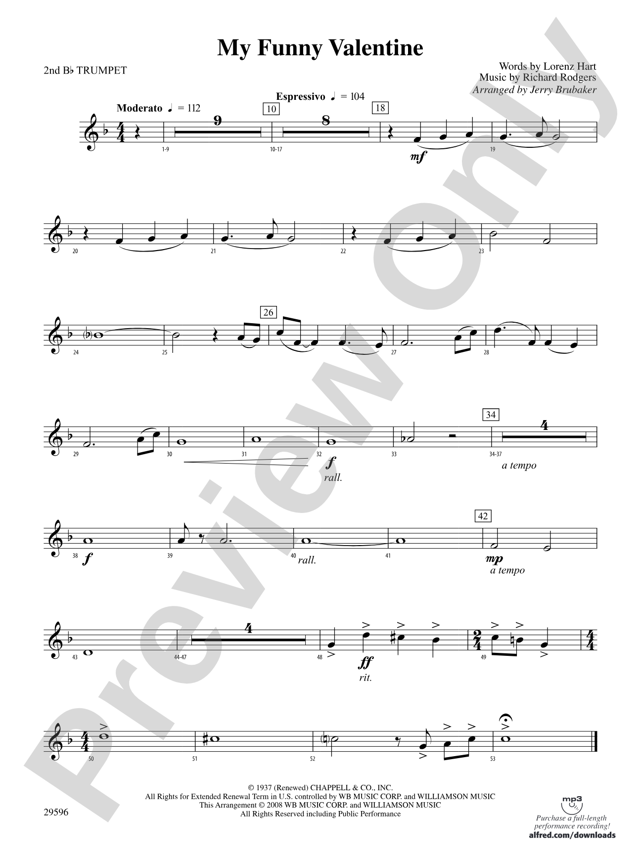 My Funny Valentine: 2nd B-flat Trumpet