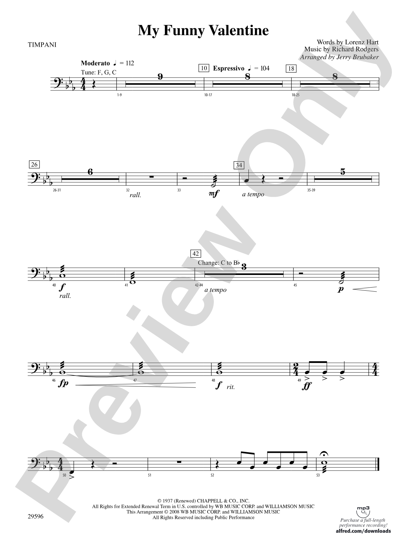 My Funny Valentine: Timpani