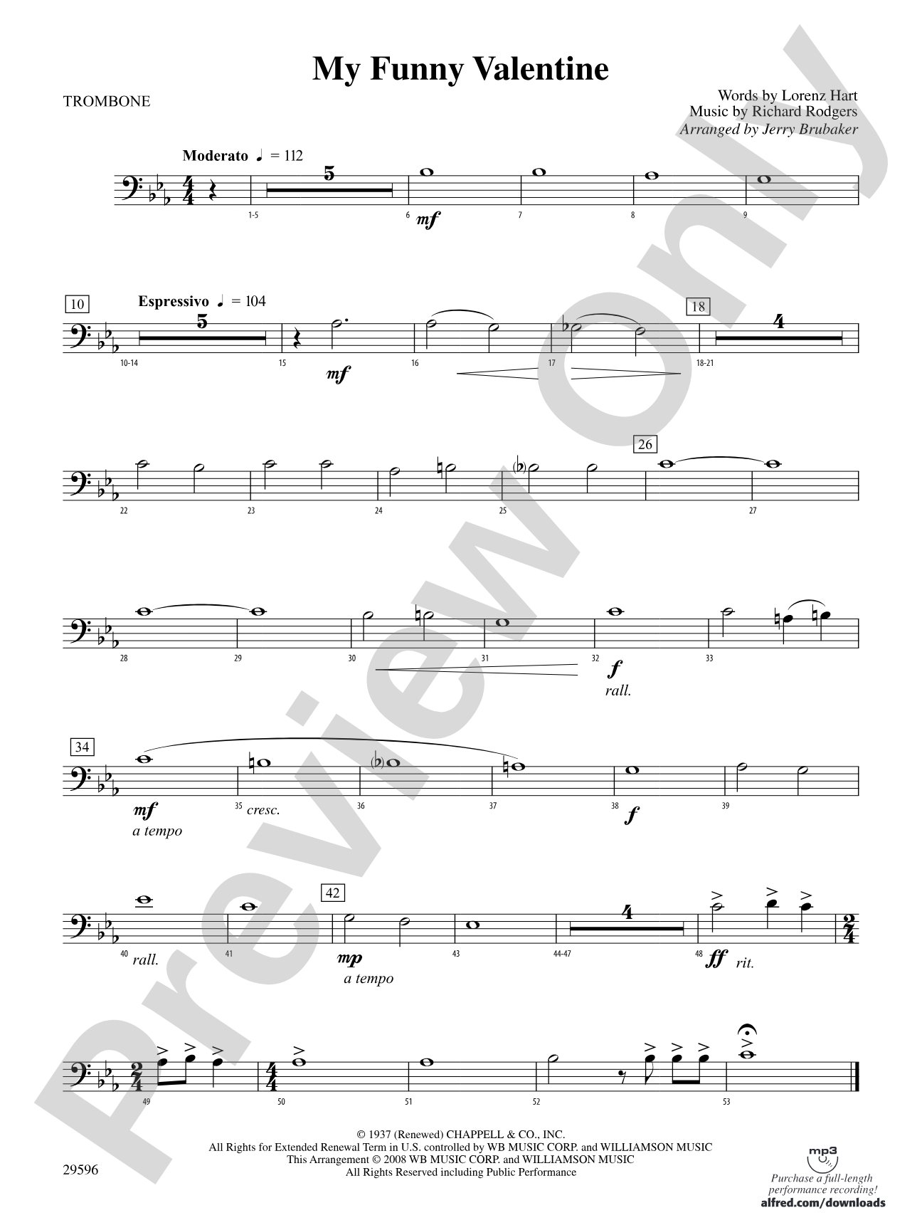 My Funny Valentine: 1st Trombone