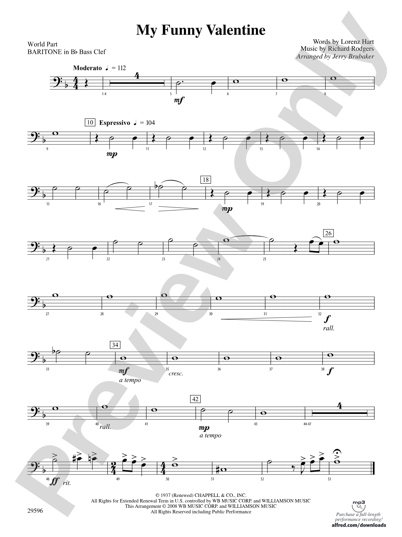 My Funny Valentine: (wp) B-flat Baritone B.C.