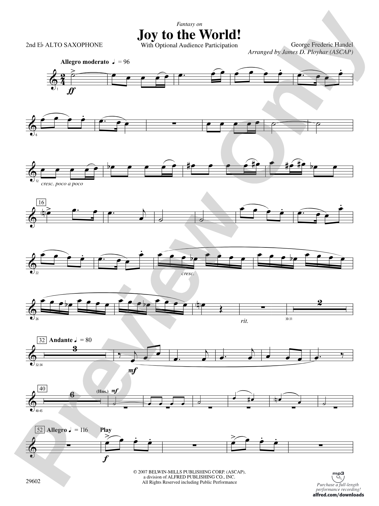 Joy to the World: 2nd E-flat Alto Saxophone