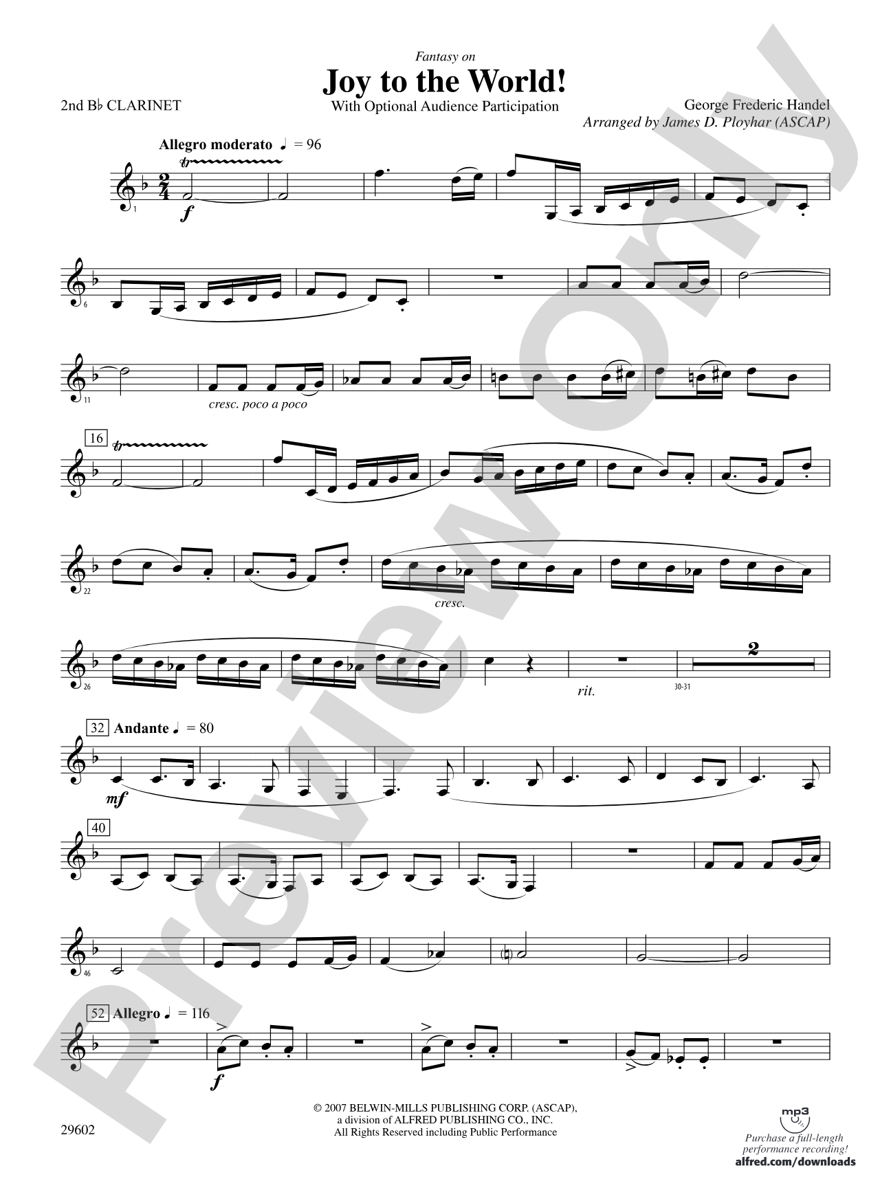 Joy to the World: 2nd B-flat Clarinet