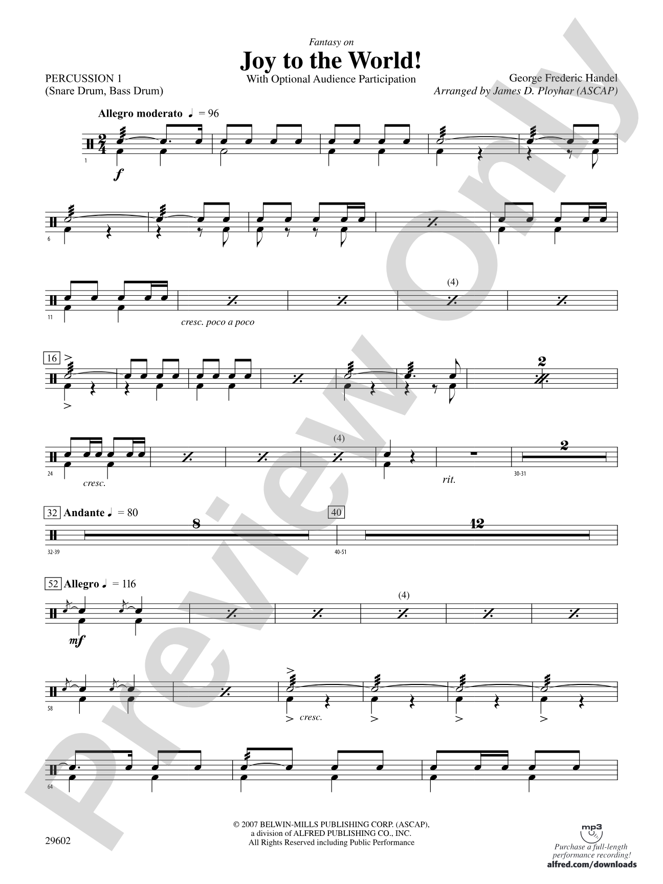 Joy to the World: 1st Percussion
