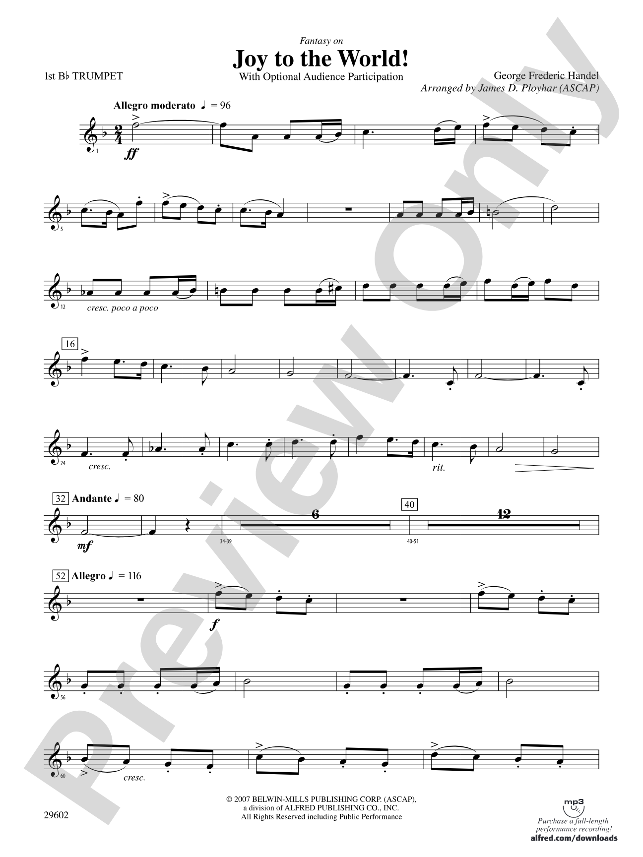 Joy to the World: 1st B-flat Trumpet