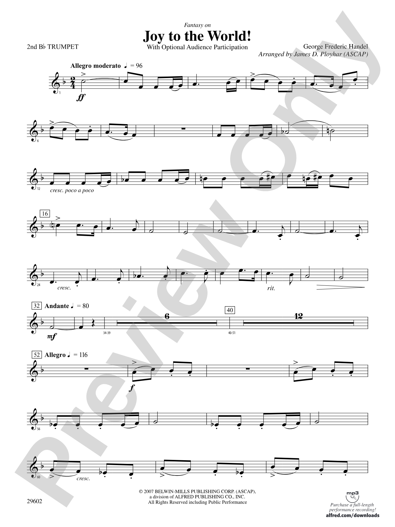Joy to the World: 2nd B-flat Trumpet