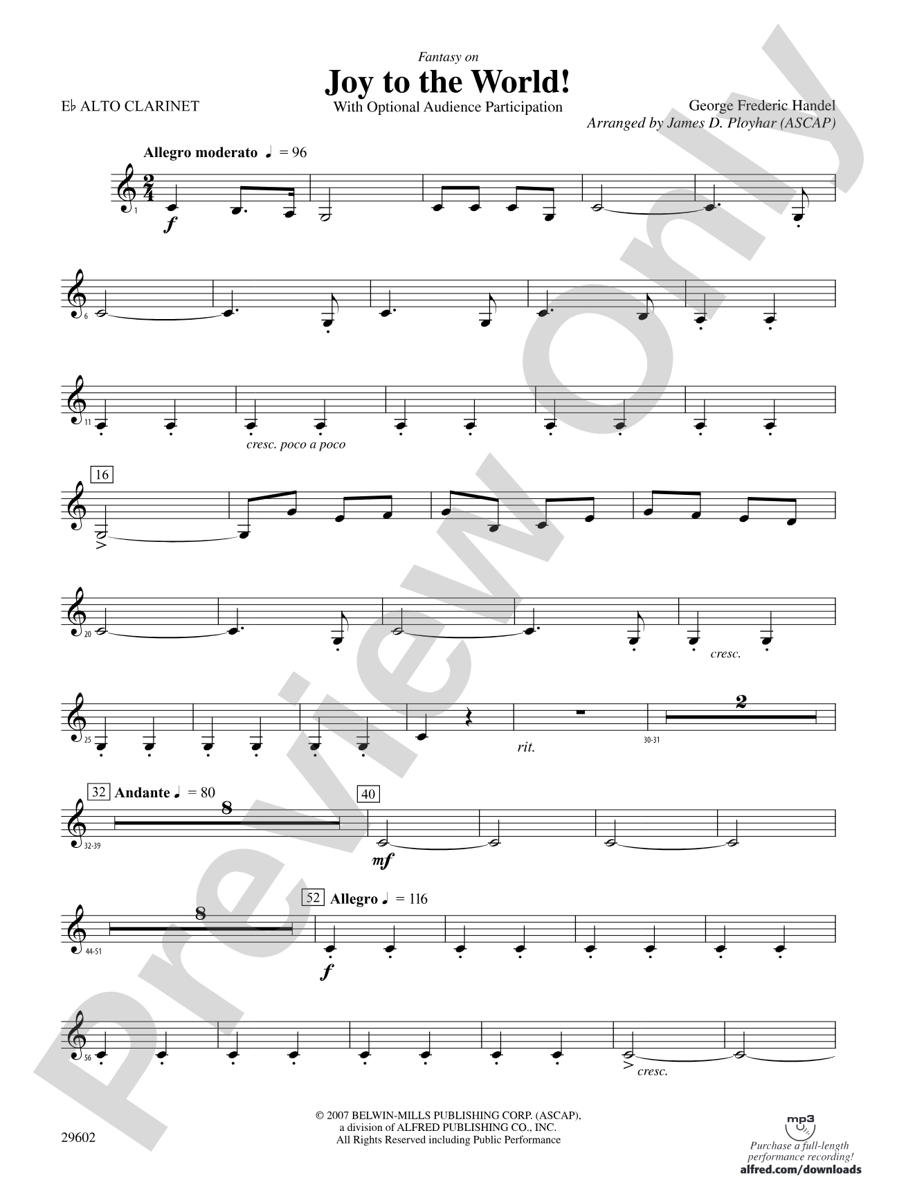 Joy to the World: (wp) E-flat Alto Clarinet