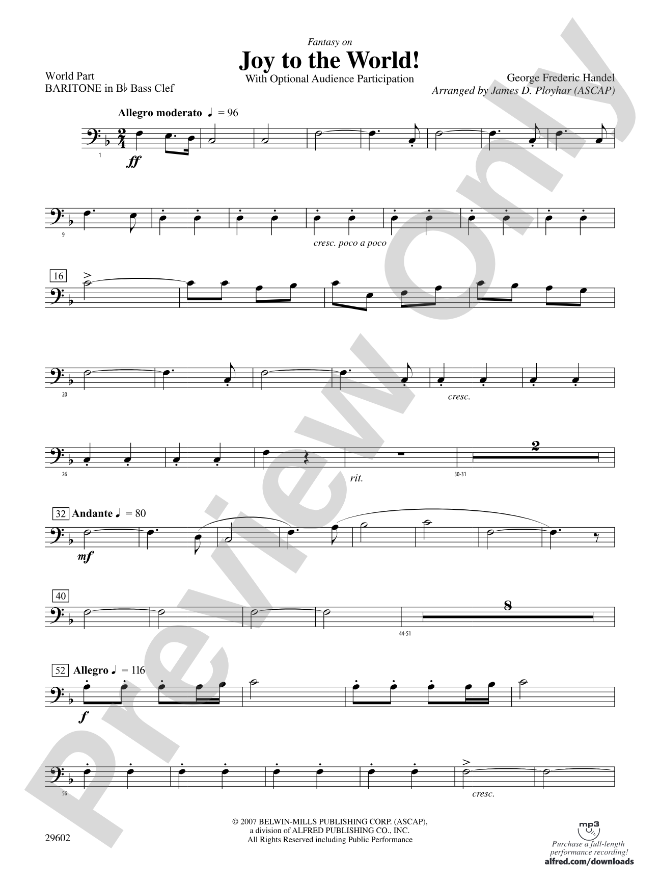 Joy to the World: (wp) B-flat Baritone B.C.