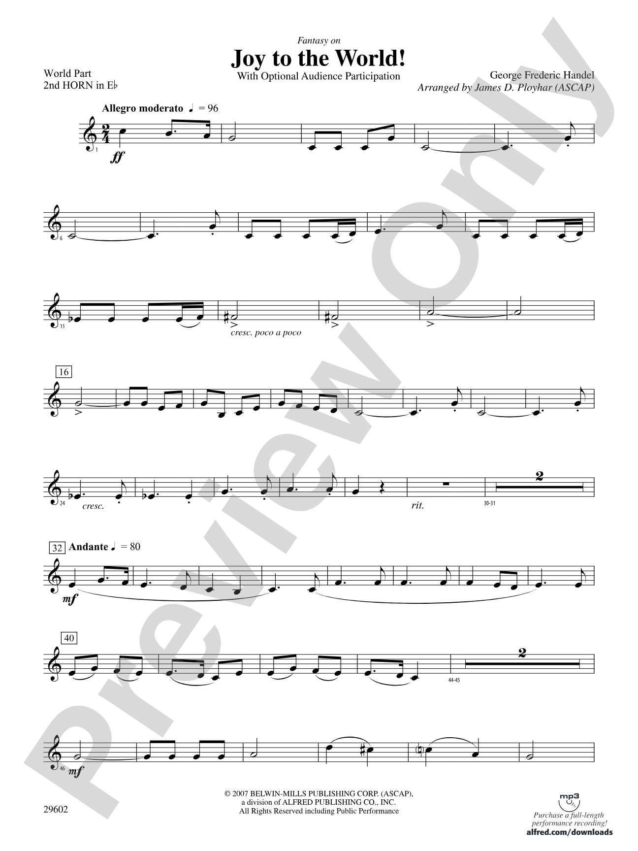Joy to the World: (wp) 2nd Horn in E-flat