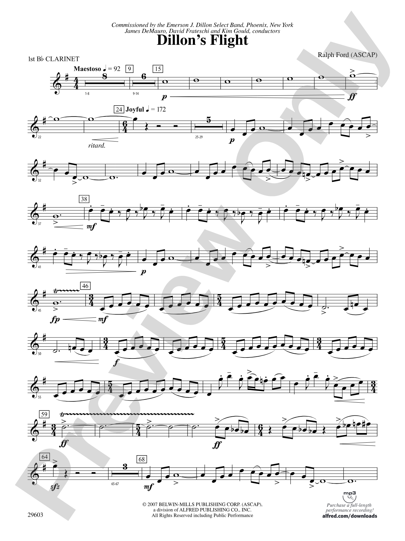 Dillon's Flight: 1st B-flat Clarinet
