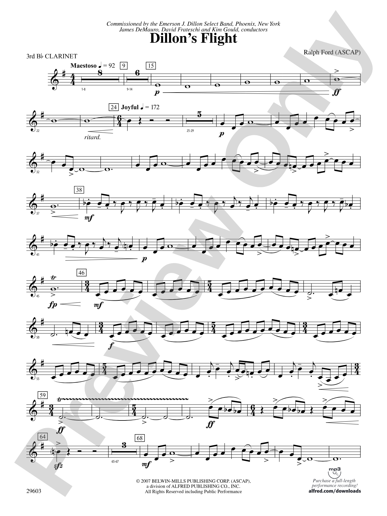 Dillon's Flight: 3rd B-flat Clarinet