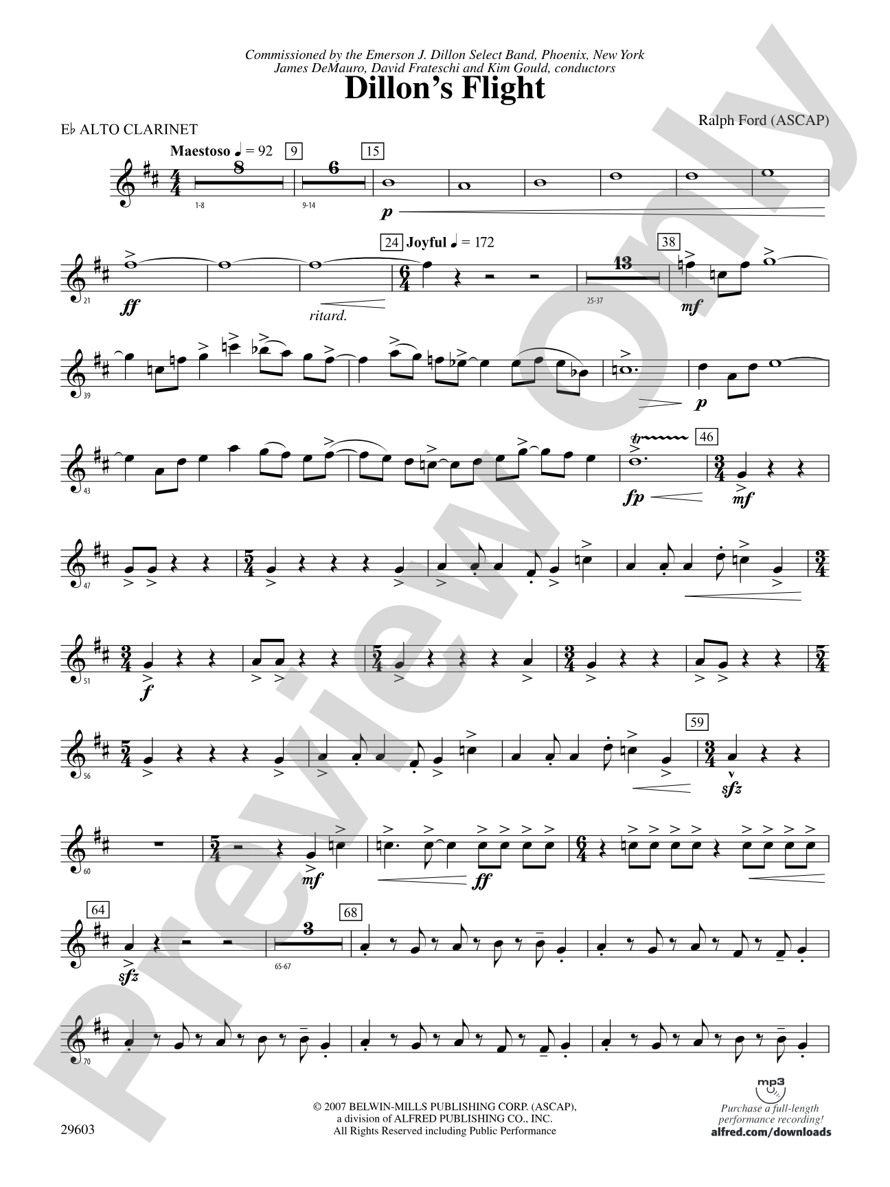 Dillon's Flight: (wp) E-flat Alto Clarinet
