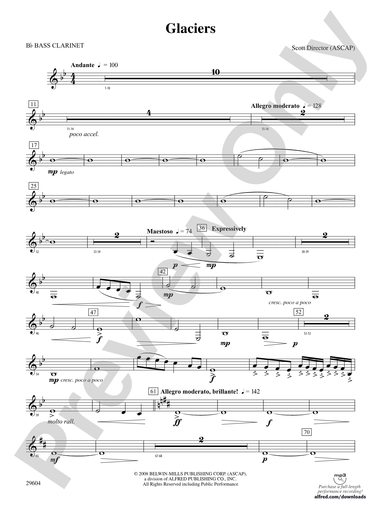 Glaciers: B-flat Bass Clarinet
