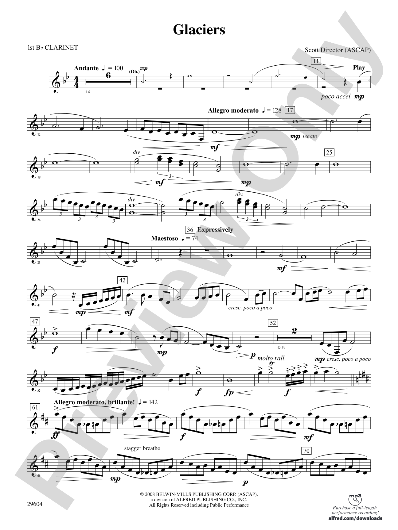 Glaciers: 1st B-flat Clarinet