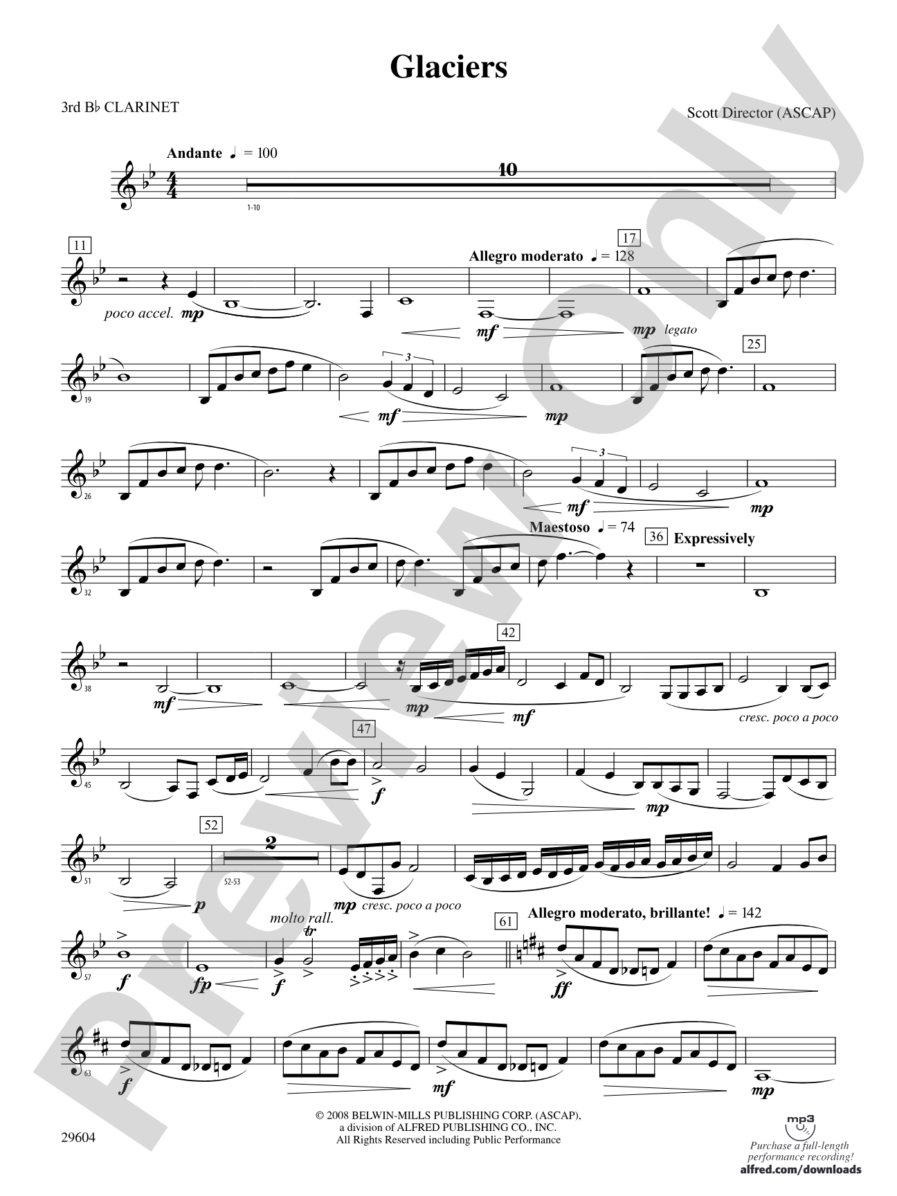 Glaciers: 3rd B-flat Clarinet