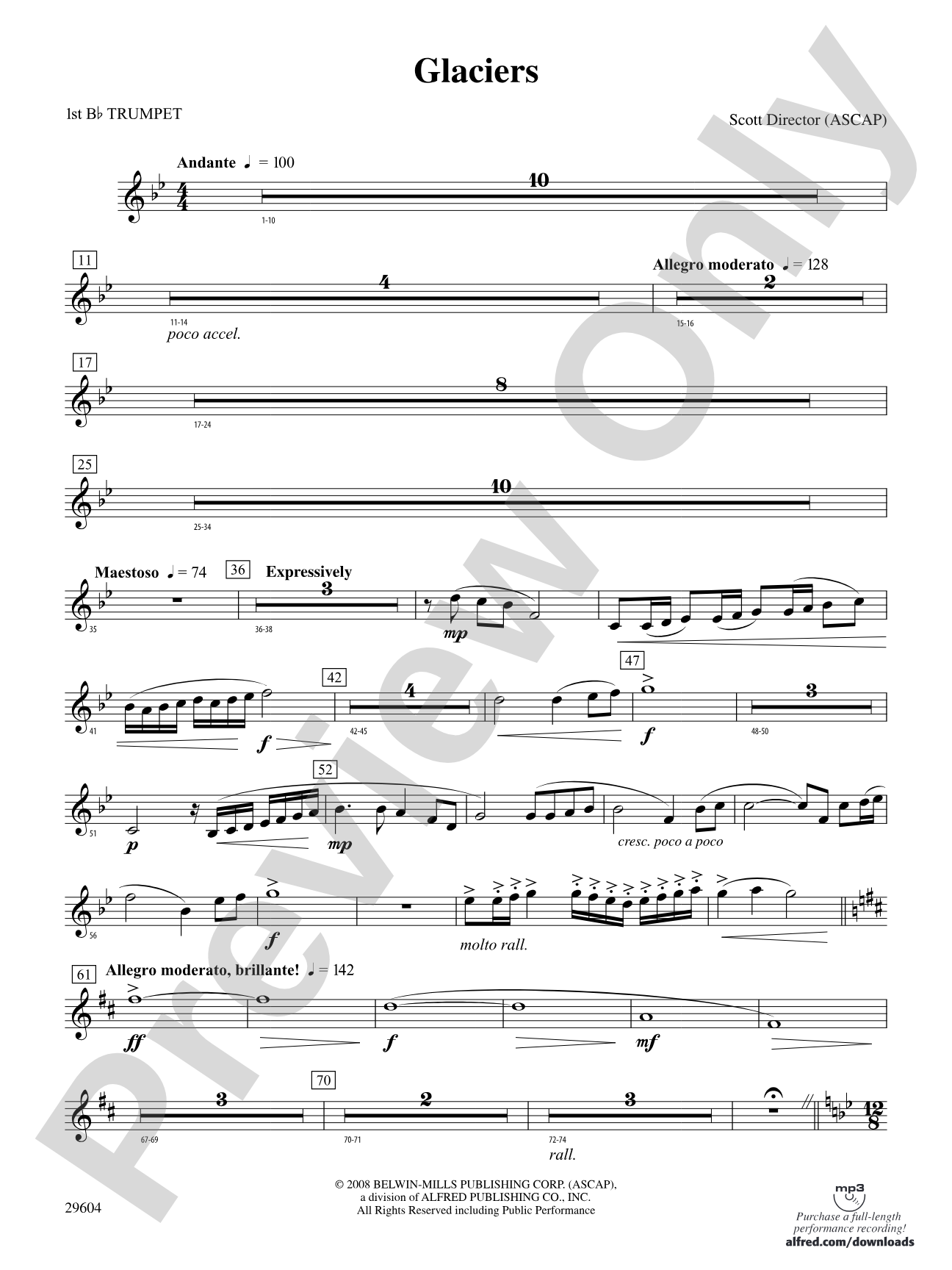 Glaciers: 1st B-flat Trumpet